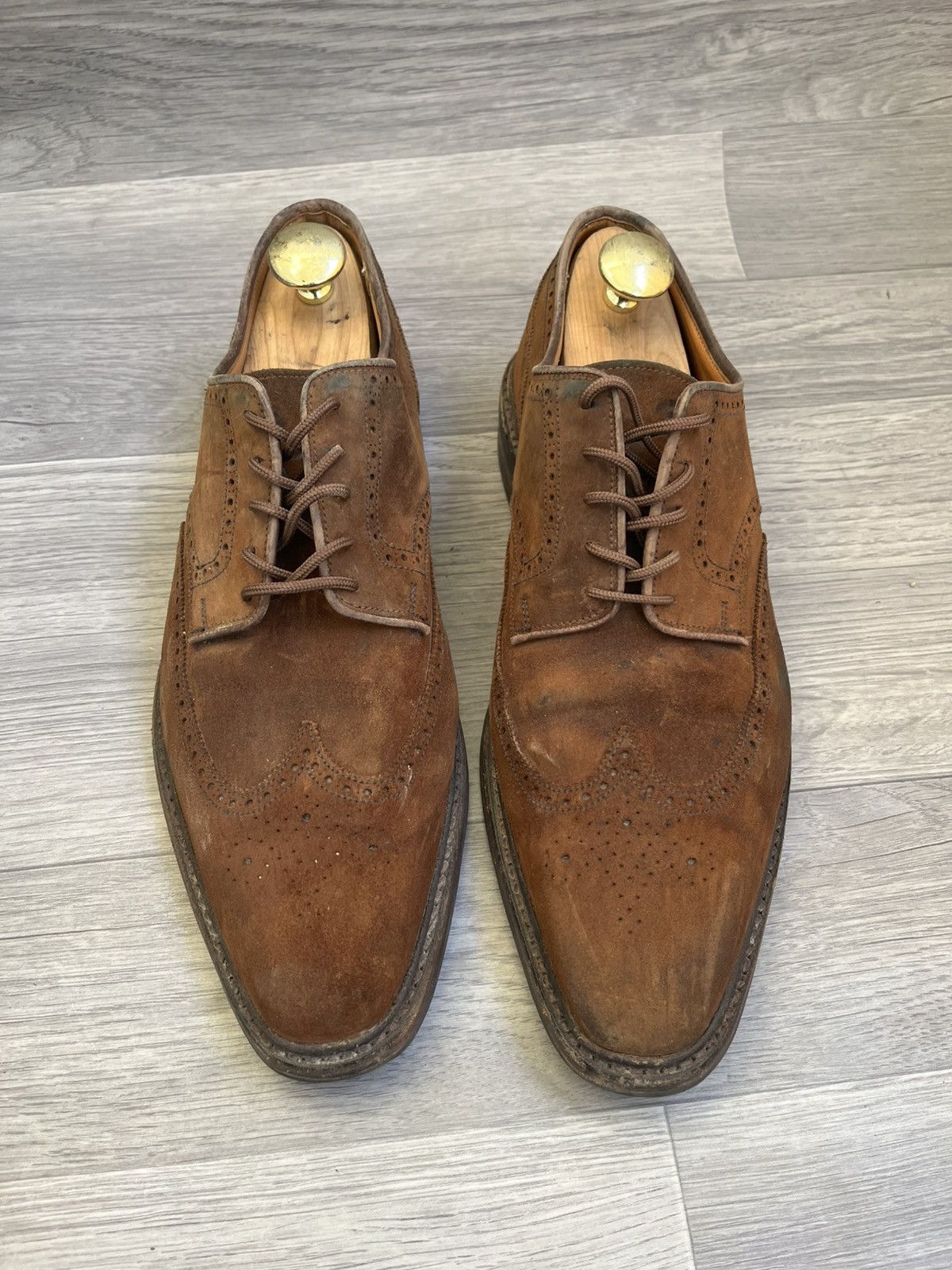 Crockett & Jones Crockett & jones brown suede wingtip oxford leather shoes Size US 10.5 / EU 43-44 - 2 Thumbnail