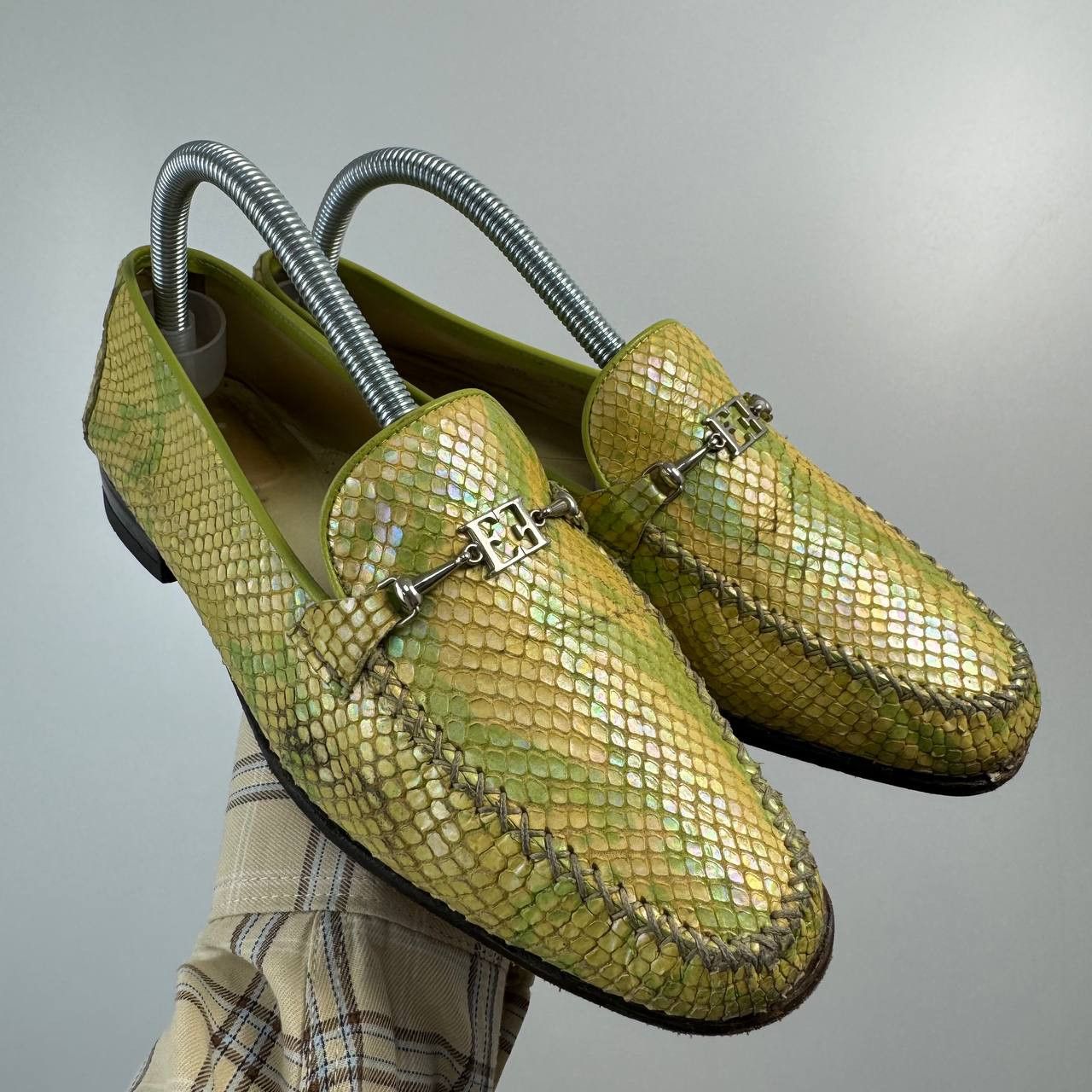 Escada Escada Python Leather Loafers Green Iridescent Women US 9 Size US 9.5 / IT 39.5 - 1 Thumbnail