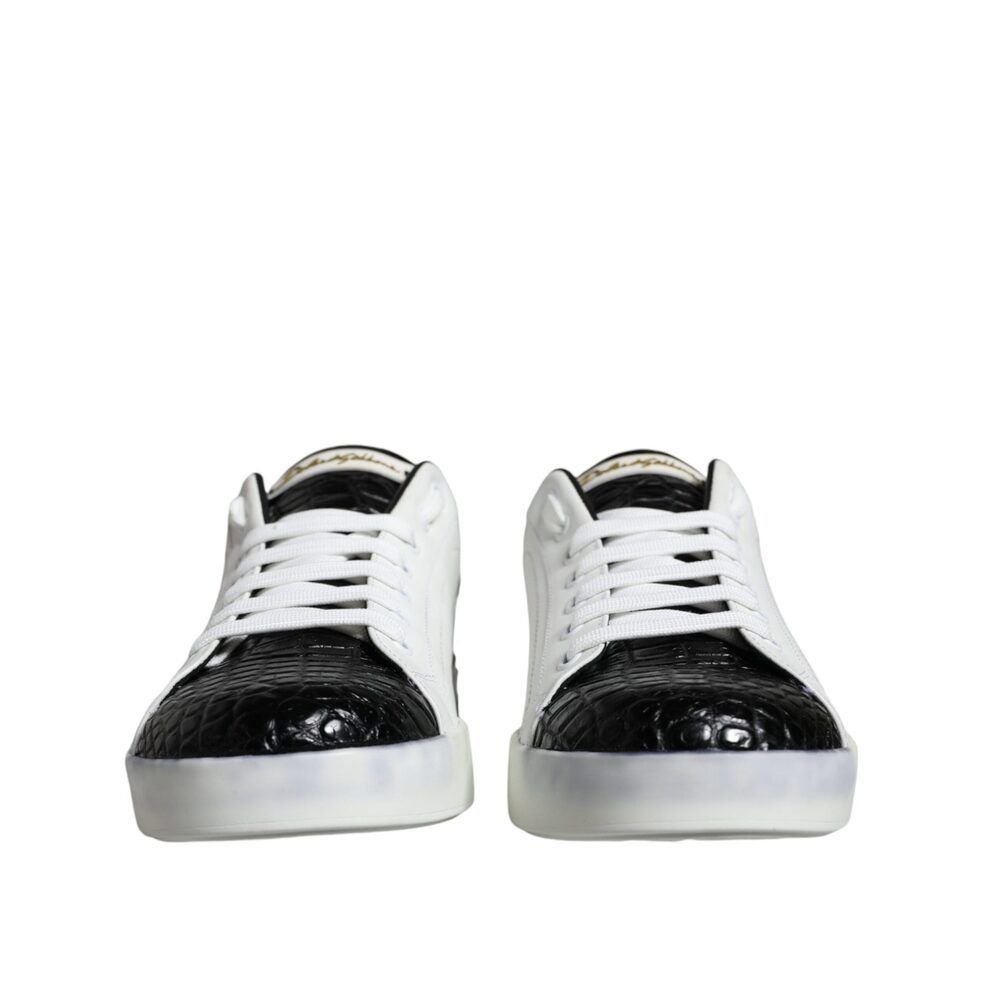 Dolce & Gabbana Dolce & Gabbana Black Leather Logo Portofino Sneaker Shoes Size US 8 / EU 41 - 2 Thumbnail