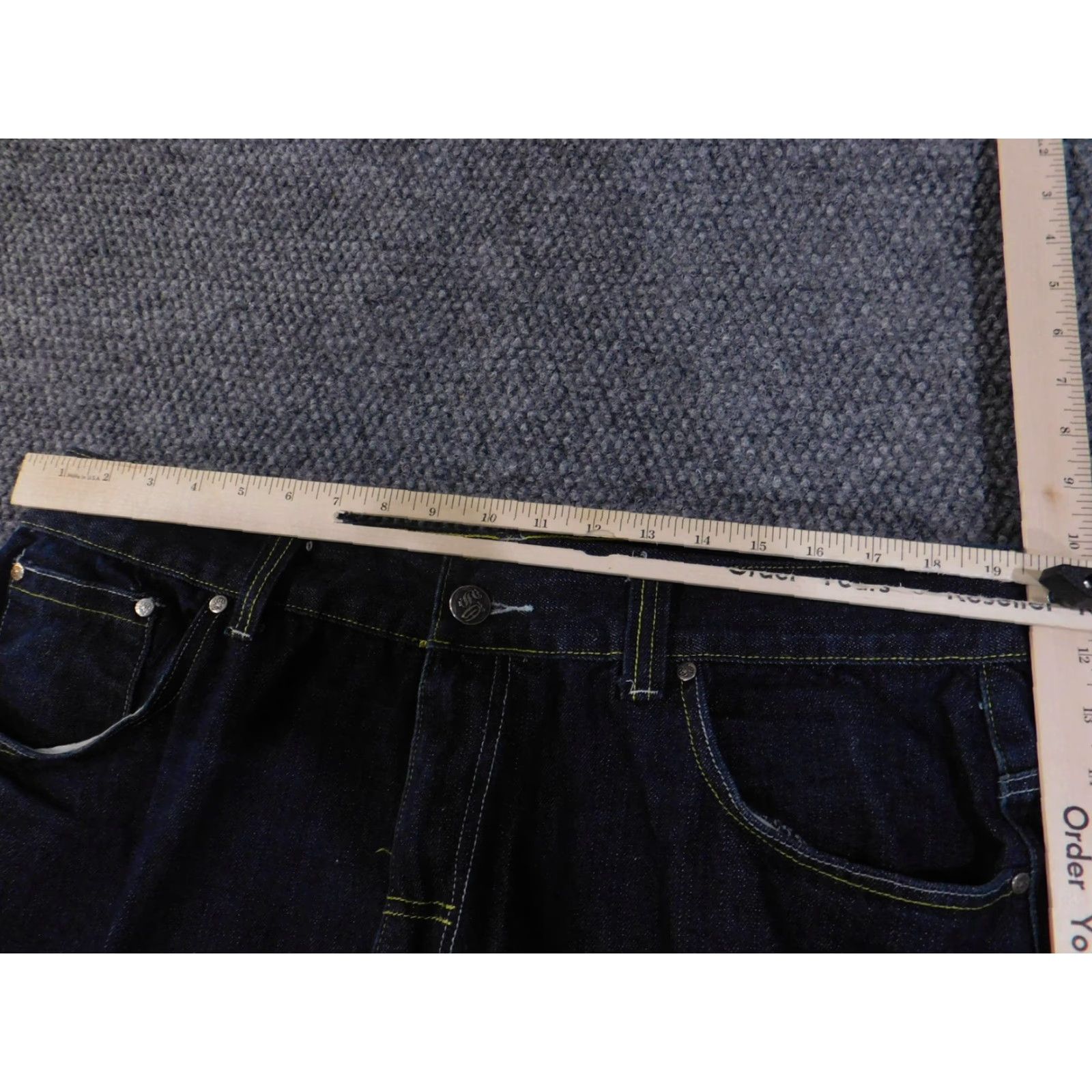 Denime Old Skool Jeans Mens 40 Blue Dark Wash Wide Leg Baggy Embroidered Pockets Denim Size US 40 / EU 56 - 5 Thumbnail
