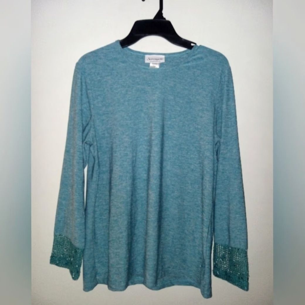 Vintage Ladies Blue Long Sleeve Shirt Blouse S Small Women Shirt Blouse Blue V-Neck? Size S / US 4 / IT 40 - 2 Thumbnail