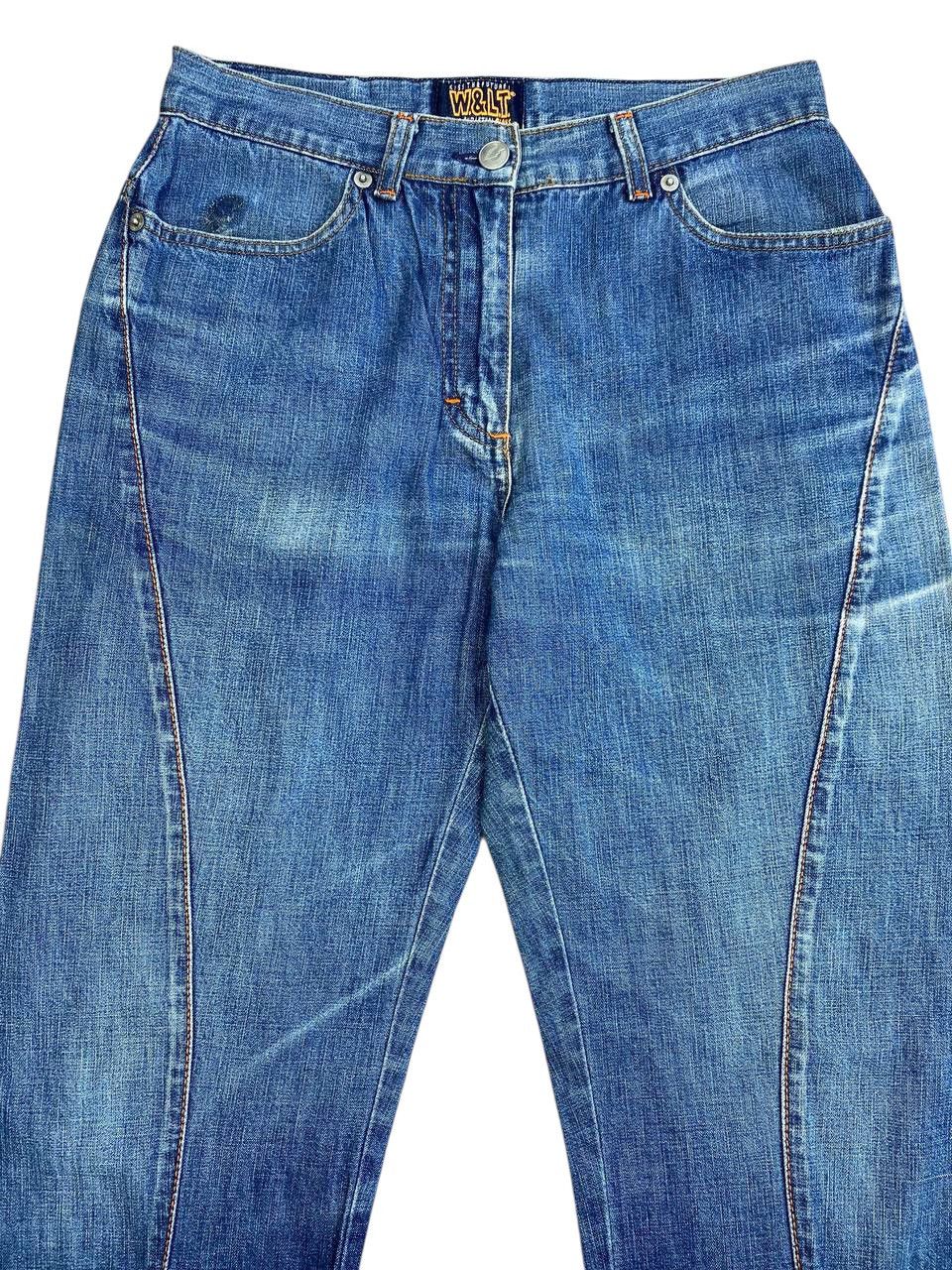 Walter Van Beirendonck W&LT Anatomical Curved Seam Slim Fit Washed Denim Size US 27 - 2 Thumbnail