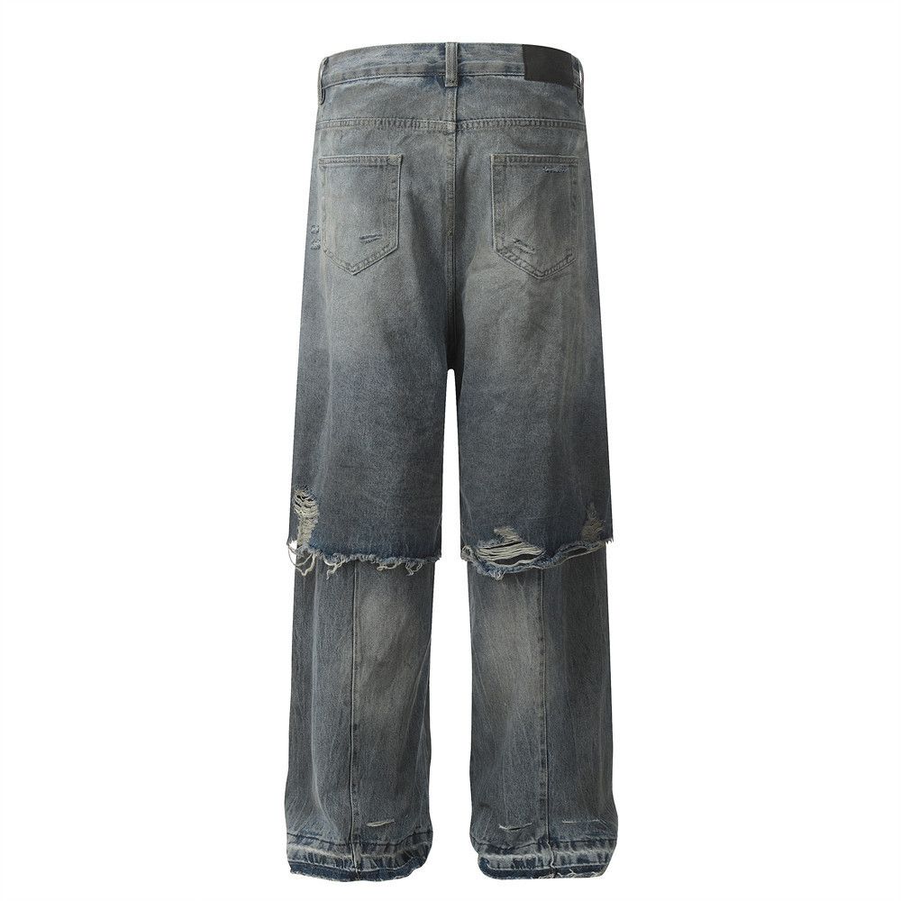 Japanese Brand × Jean Men's washed distressed heavy ripped fake two-piece jeans Size US 32 / EU 48 - 3 Thumbnail