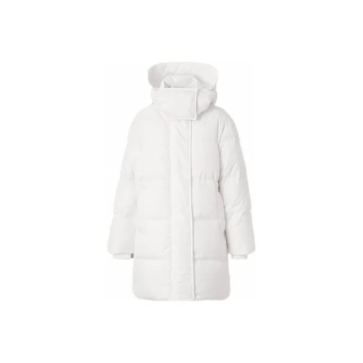 Burberry Burberry White Hooded Down Jacket for Women 0079 Size L / US 10 / IT 46 - 1 Thumbnail