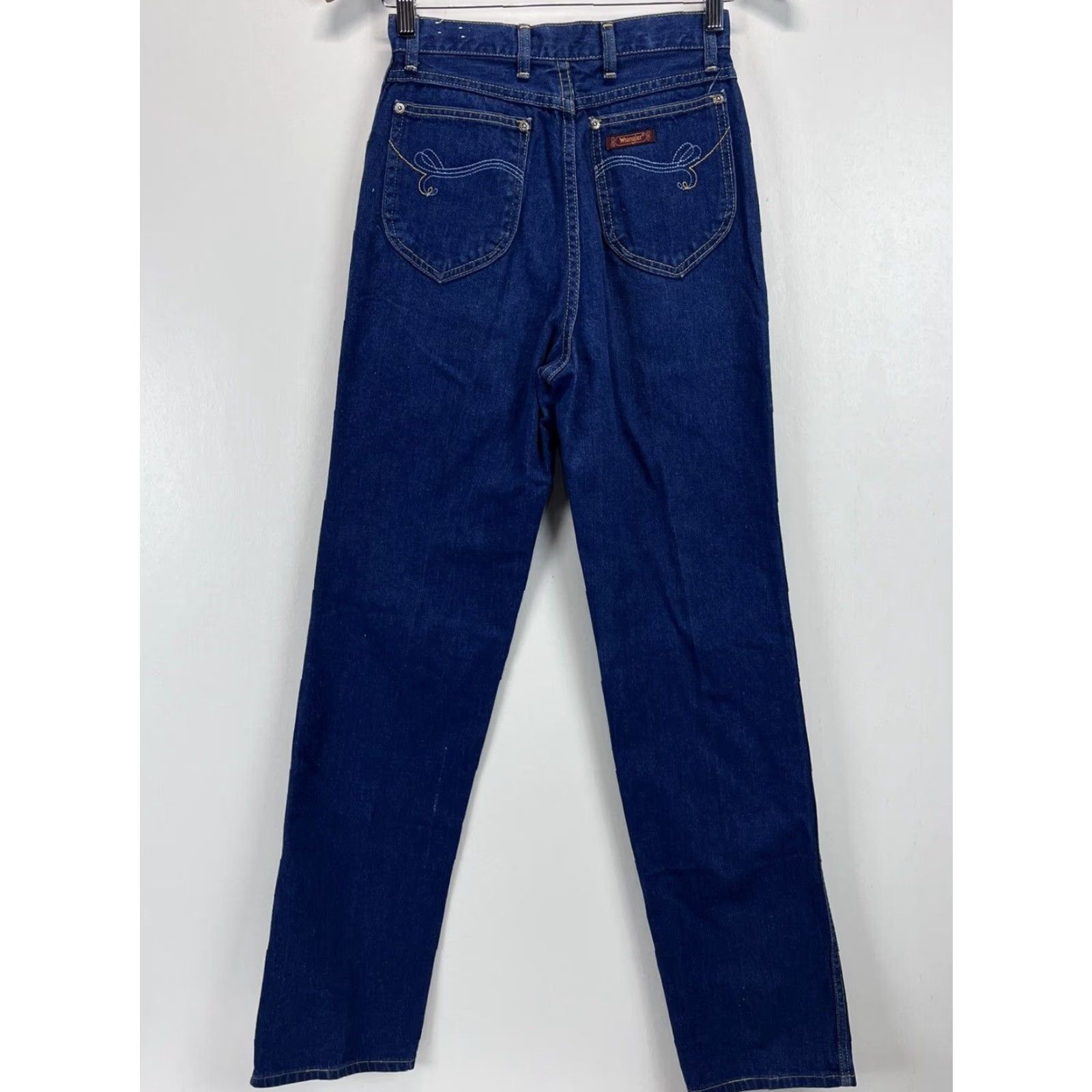 Wrangler VINTAGE Wrangler Jeans Juniors Size 11 x 34 High Rise Blue Embroidered Pockets 80s Womens Size 32" / US 10 / IT 46 - 4 Thumbnail
