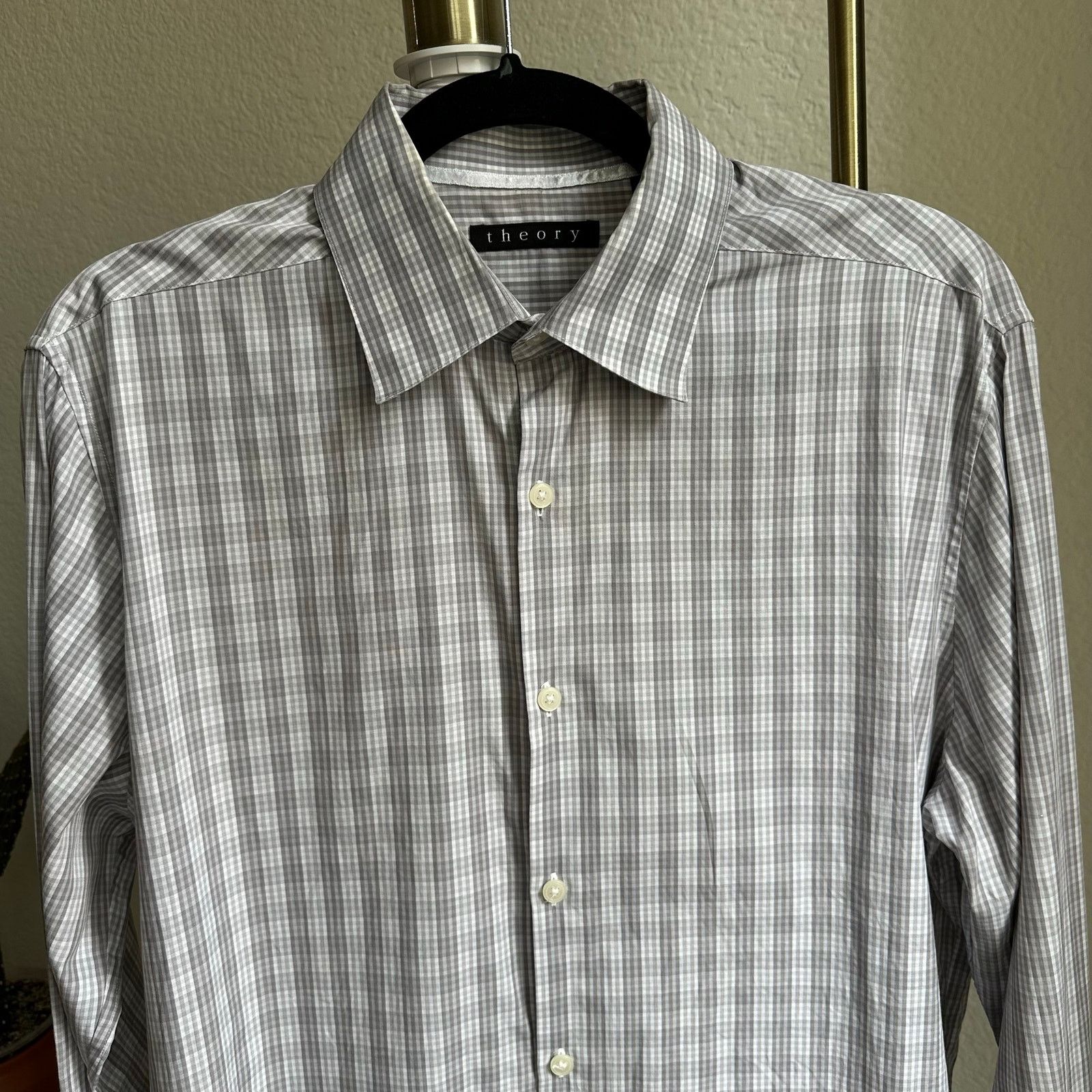 Theory Theory Gray Plaid Marco Longsleeve Dress Shirt Size US L / EU 52-54 / 3 - 2 Thumbnail