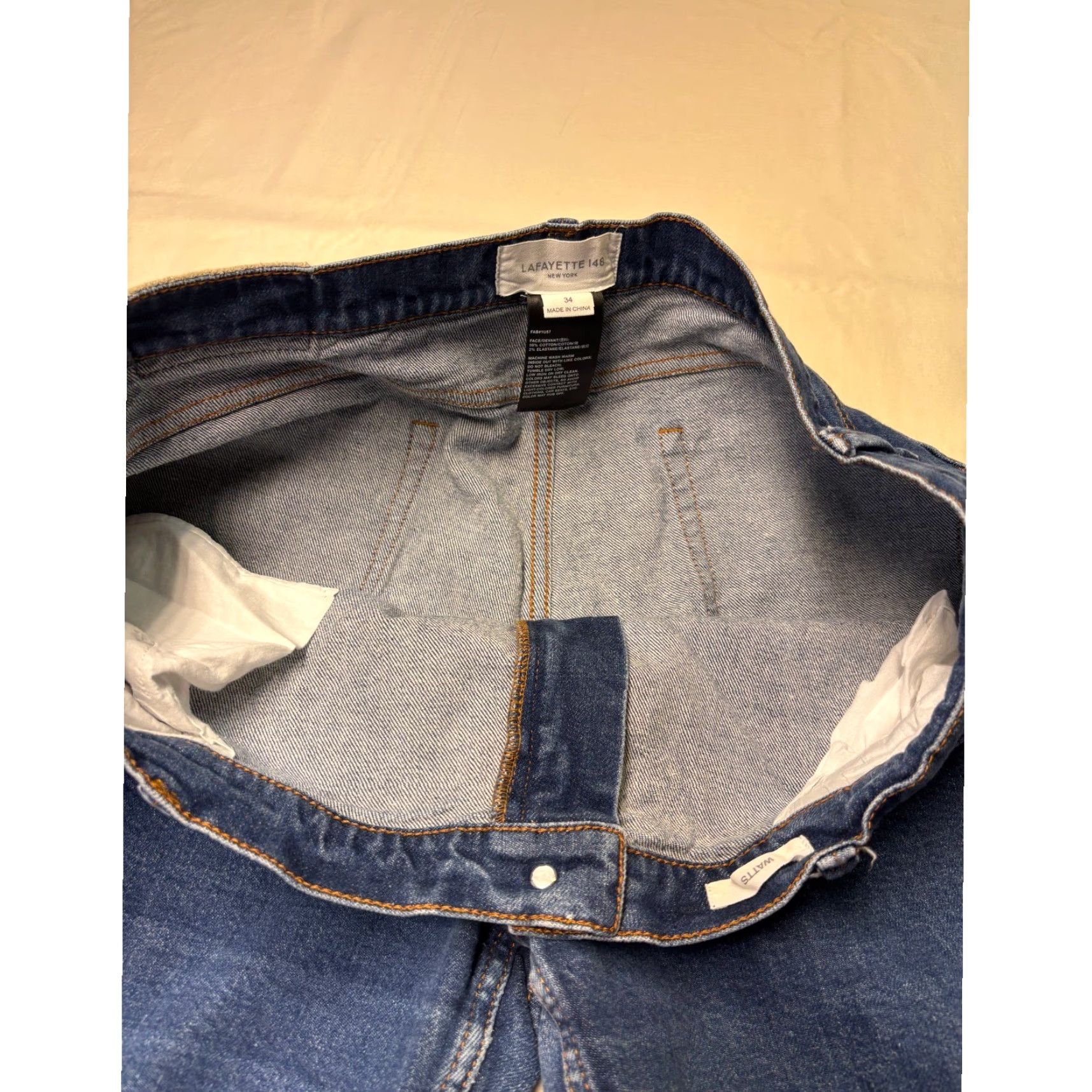 Denime Lafayette 148 New York Watts Straight Leg Jeans Blue Denim 34 26.5 5-Pocket Womens Jeans Comfort Stretch High Rise Colonial Blue (Medium) Denim Size 24" / US 00 / IT 34 - 4 Thumbnail