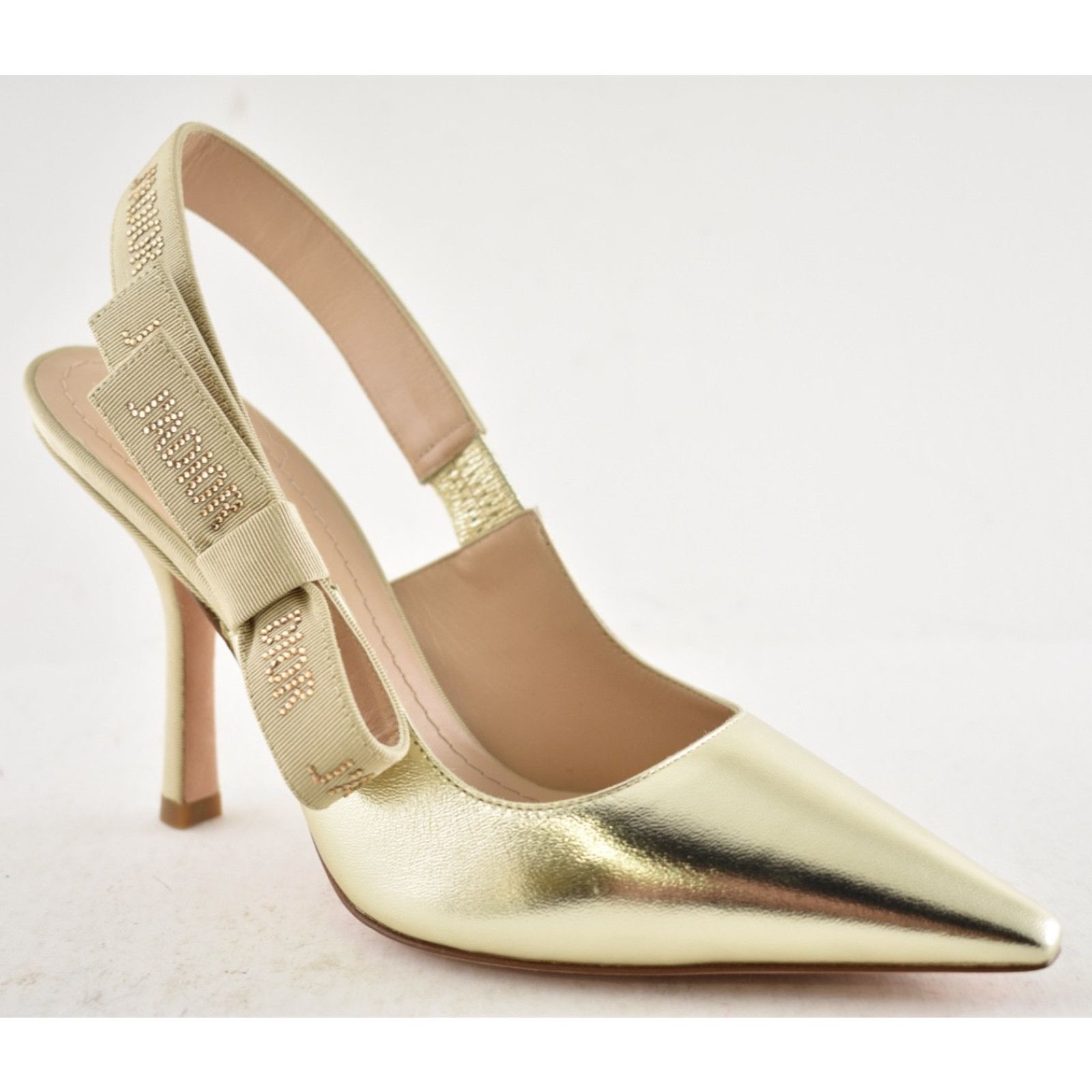 Dior Dior J'adior Light Gold Crystal Ribbon Logo Slingback Pump Size US 6.5 / IT 36.5 - 4 Thumbnail