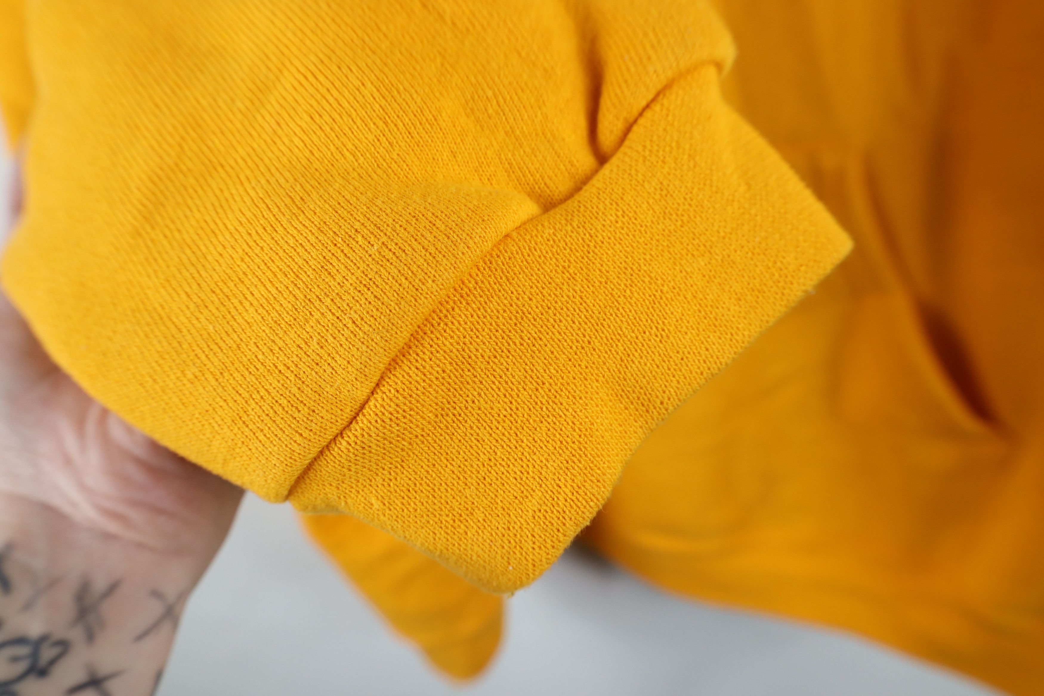 Vintage Vintage 90s Streetwear Faded Blank Hoodie Sweatshirt Yellow Size US XXL / EU 58 / 5 - 8 Thumbnail