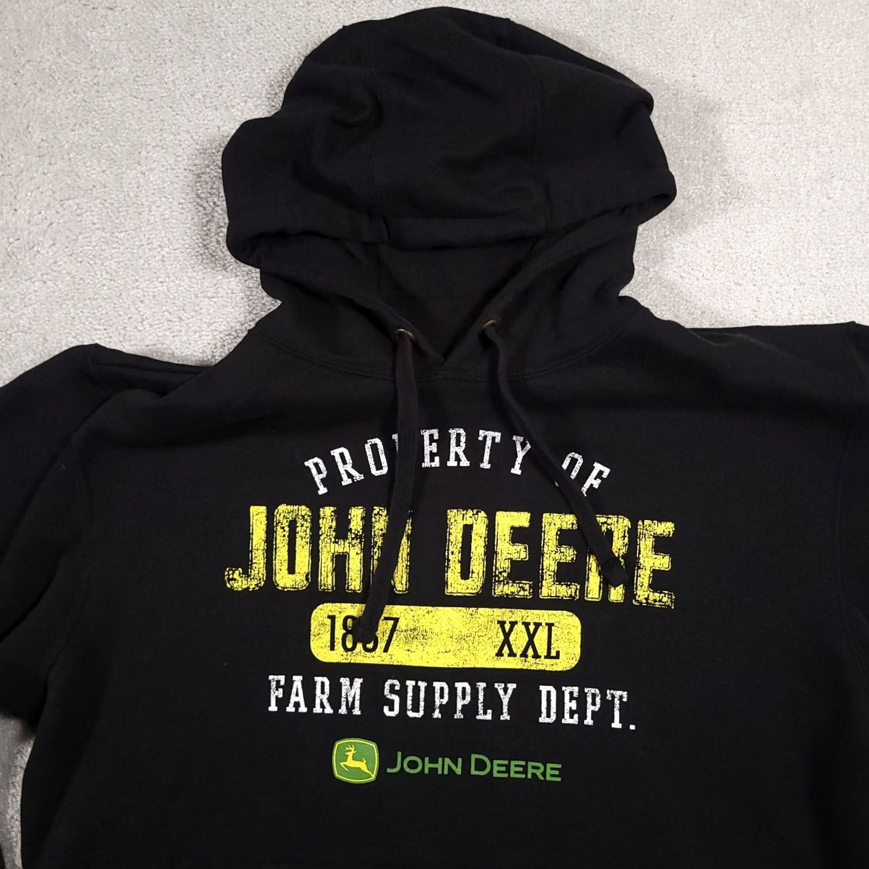 John Deere VINTAGE John Deere Hoodie Sweatshirt Mens XL Black Spell Out Deer Farm Outdoor Size US XL / EU 56 / 4 - 3 Thumbnail