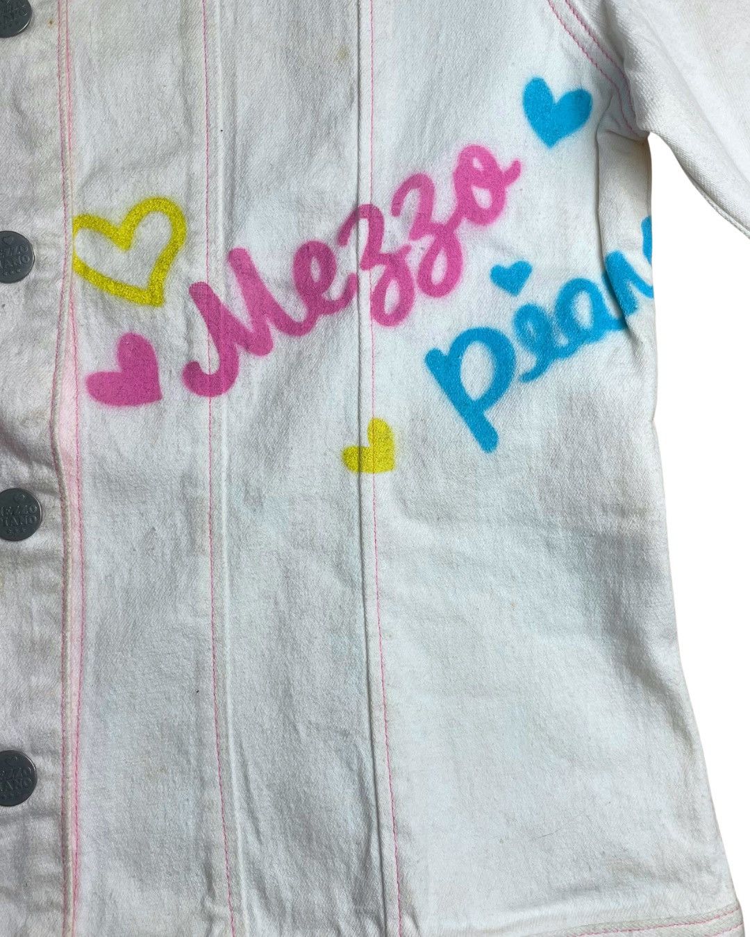 Japanese Brand Mezzo Piano Sweet Graphic Denim Jacket Size S / US 4 / IT 40 - 13 Thumbnail