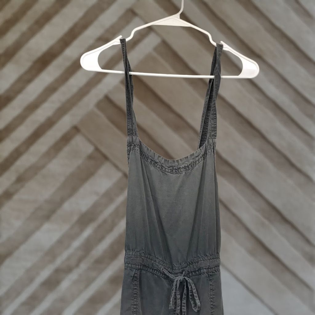 Vintage SUSINA Women's Small - Gray 100% TENCEL Sleeveless Gathered Waist Jumpsuit Size 28" / US 6 / IT 42 - 1 Thumbnail