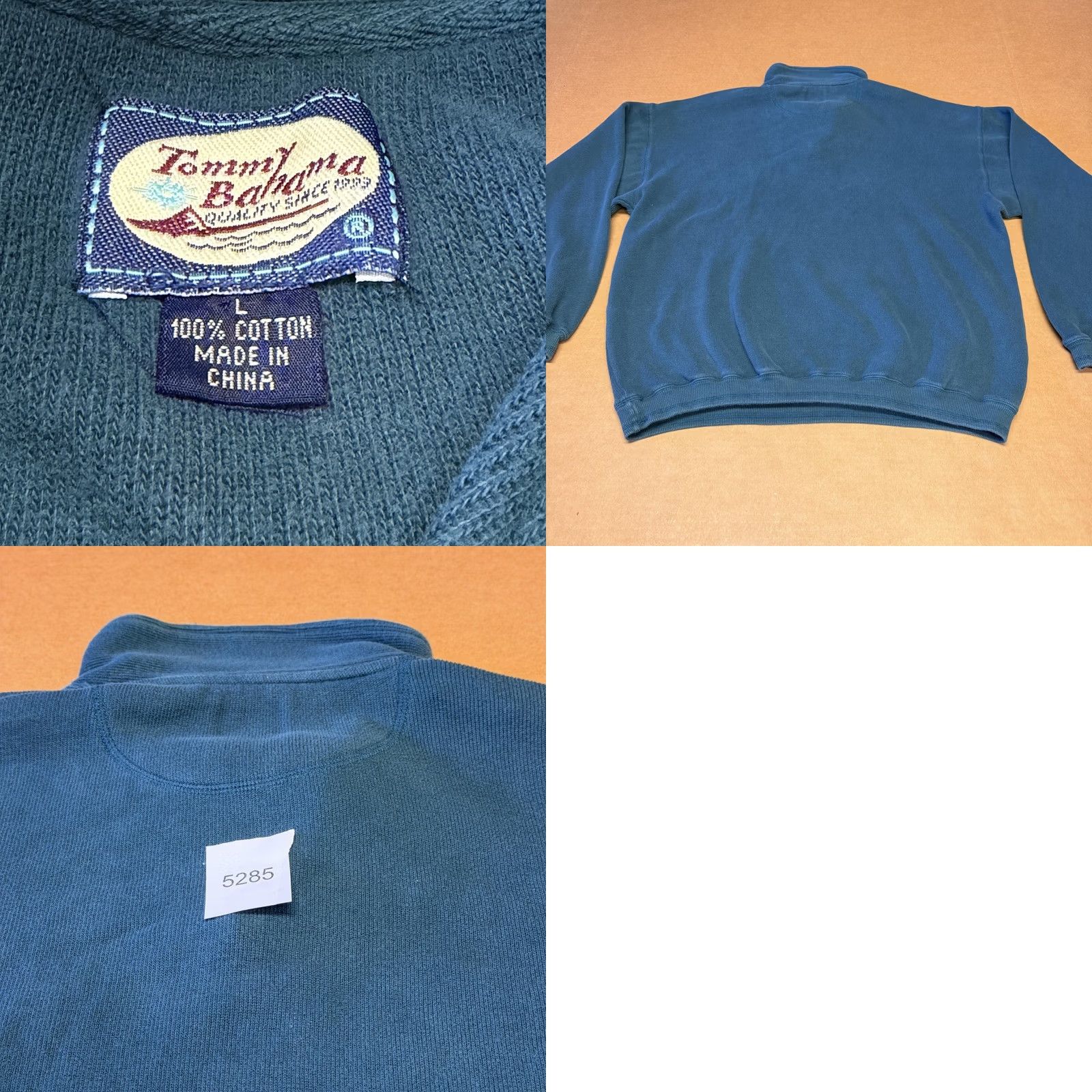 Tommy Bahama Tommy Bahama Sweater Mens L Blue Mock Neck Quarter Zip Knit Pullover with Logo Embroidery Size US L / EU 52-54 / 3 - 8 Thumbnail
