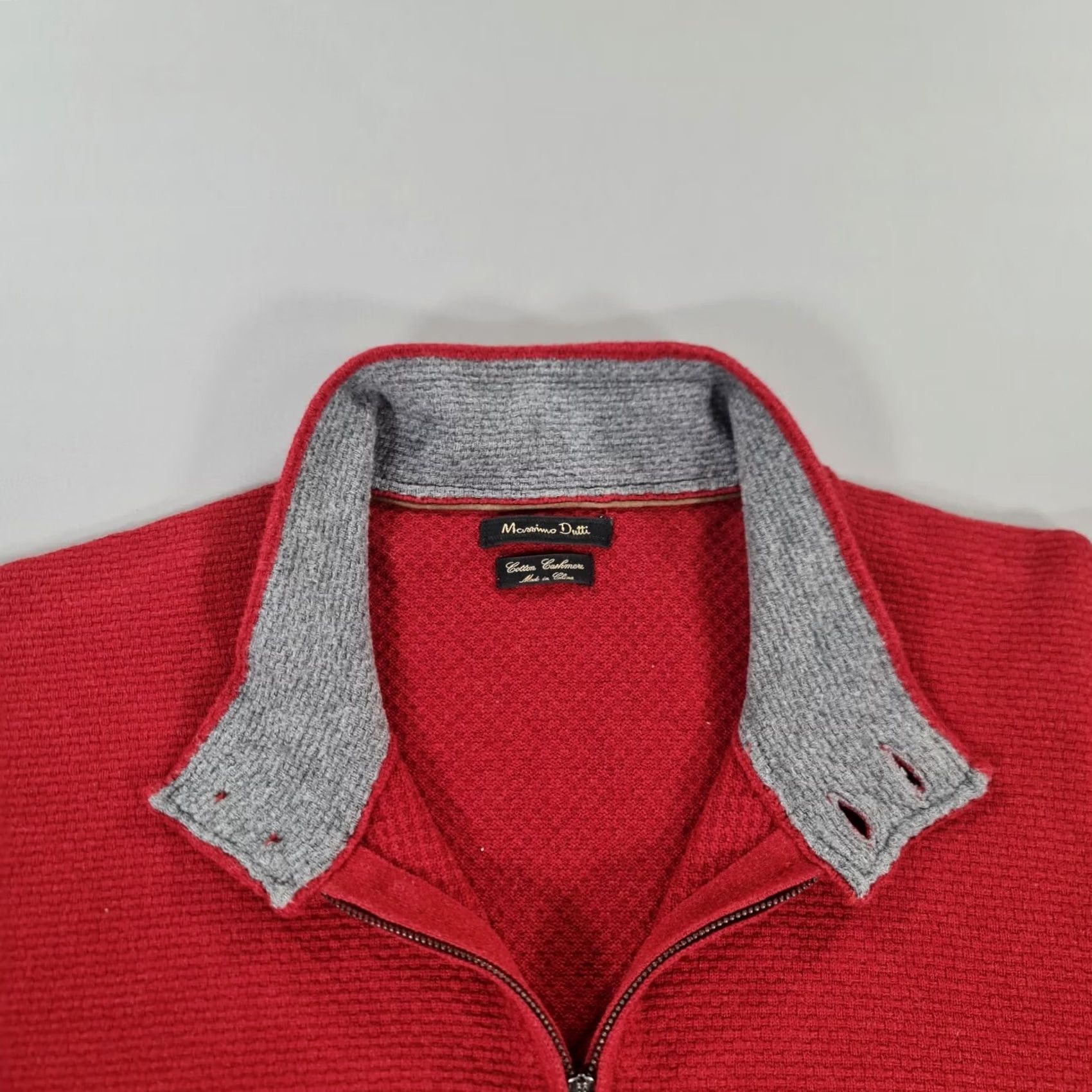 Massimo Dutti Massimo Dutti Jumper Mens XL Red Cotton Cashmere Mock Neck Long Sleeve Henley Knit Size US XL / EU 56 / 4 - 2 Thumbnail