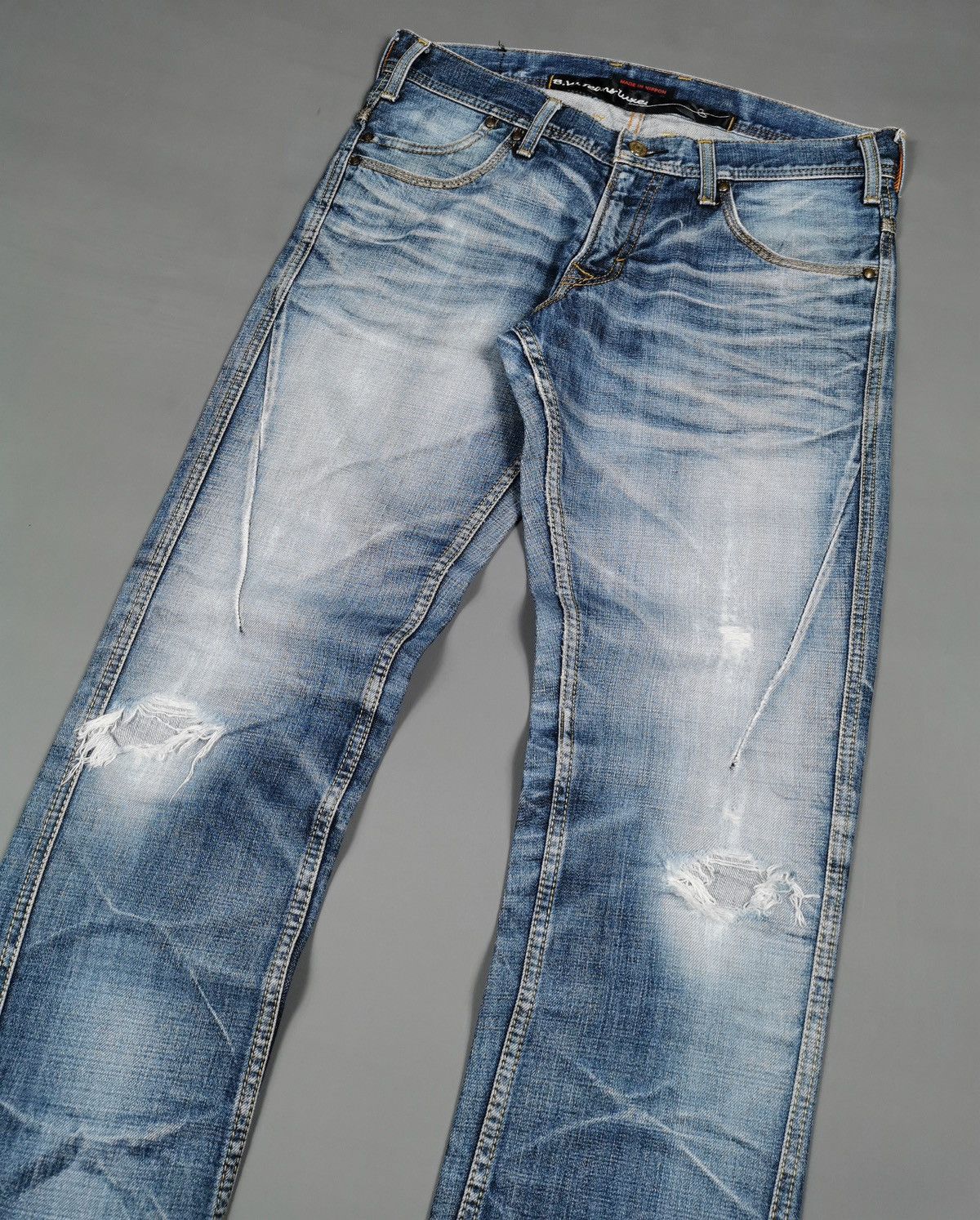 Kapital Twist Leg Shoecut Blue Way Japan Distressed Jeans Size US 34 / EU 50 - 2 Thumbnail