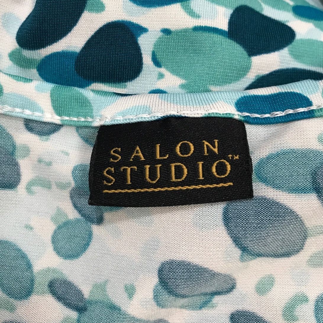 Other Salon Studio Spotted Pleated V-Neck 3/4 Sleeve Blouse LP Size L / US 10 / IT 46 - 3 Thumbnail