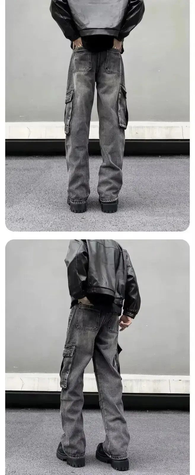 Japanese Brand High Street Style Dark Loose Cargo Jeans Size US 28 / EU 44 - 4 Thumbnail