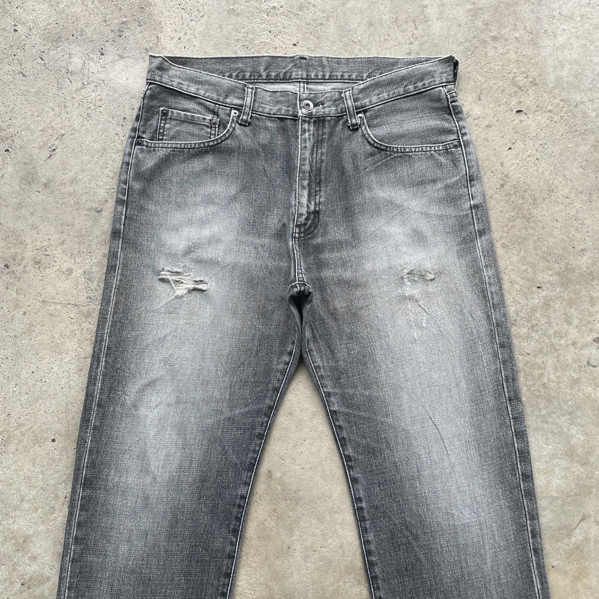 Japanese Brand × Jean × Vintage W34 Vintage Japanese Faded Black Distressed Jeans Pants Size US 34 / EU 50 - 4 Thumbnail