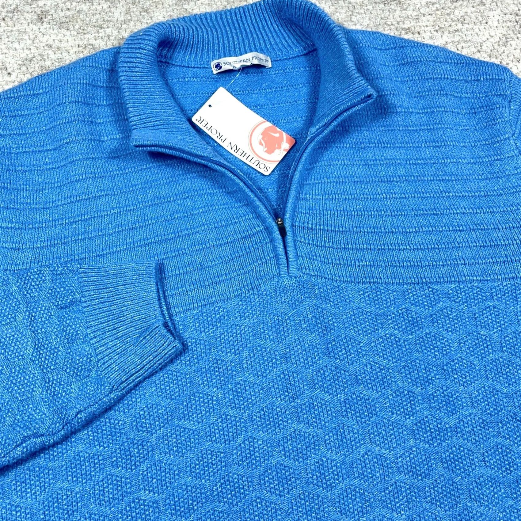 Southern Proper Southern Proper Sweater Men 4X Light Blue Pullover Knit 1/4 Zip Mock Neck Casual Workwear Big & Tall Shirt Size US XXL / EU 58 / 5 - 2 Thumbnail