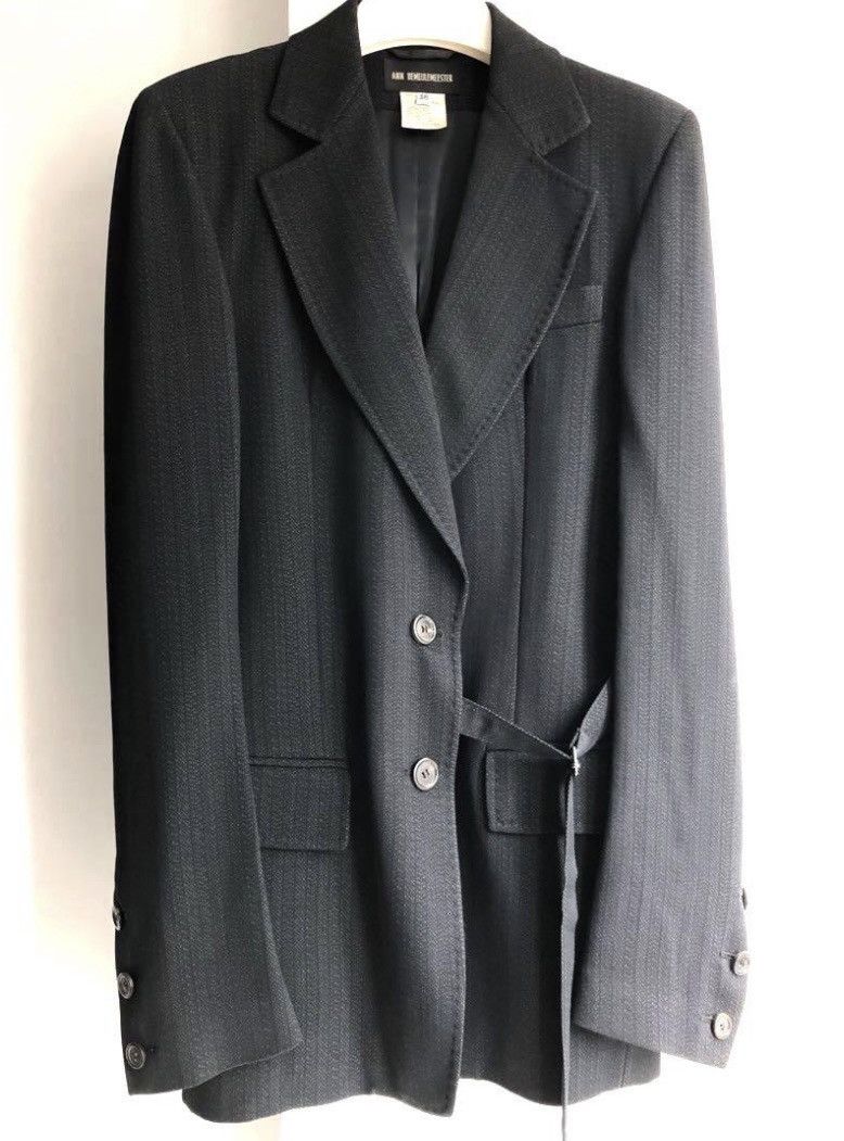 Ann Demeulemeester Ann Demeulemeester Unisex Dark Stripe Belt Blazer Size XS / US 0-2 / IT 36-38 - 1 Thumbnail