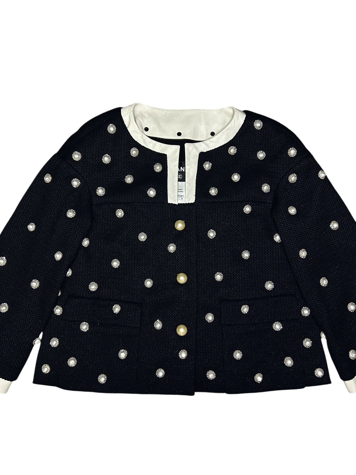 Chanel S/S 13 Pearl Embellished Tweed Jacket Size XS / US 0-2 / IT 36-38 - 3 Thumbnail