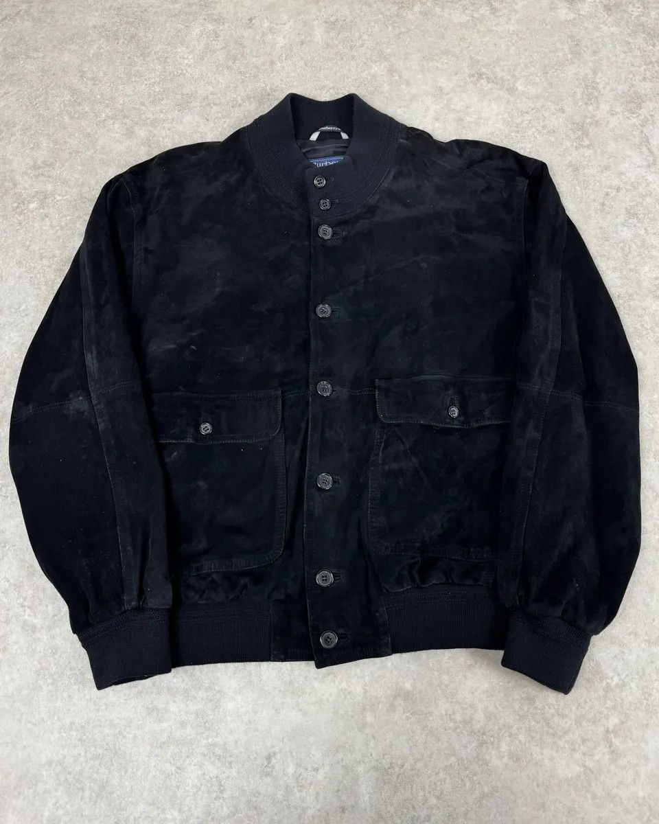Burberry 2000s Burberry Navy Black Suede Leather Buttoned Classy Jacket Size US M / EU 48-50 / 2 - 1 Thumbnail