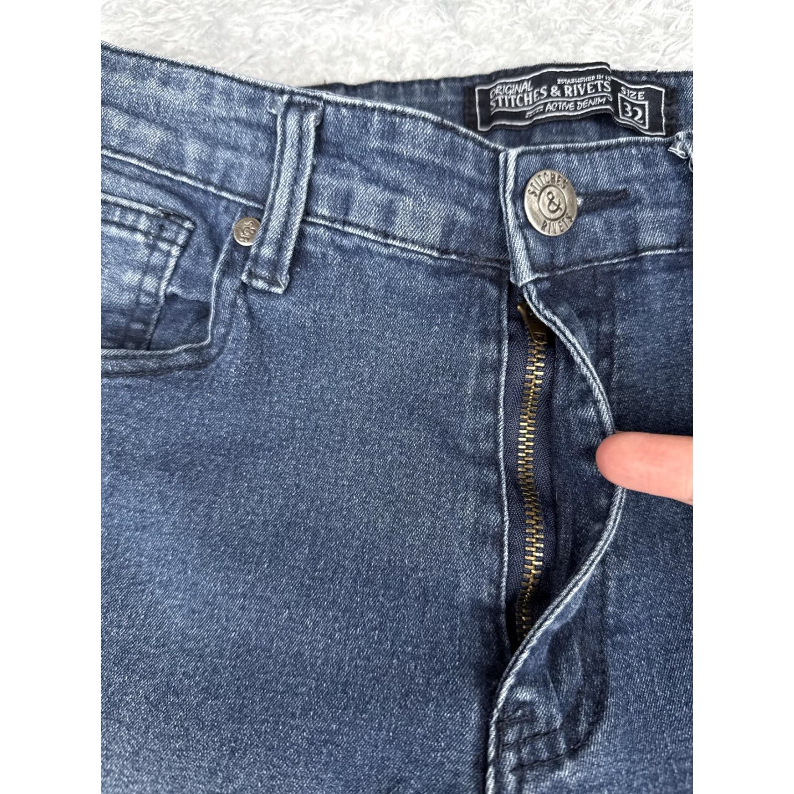 Vintage Stitches & Rivets Jeans Mens 32x30 Blue Wash Active Denim Slim Tapered Stretch Size US 32 / EU 48 - 5 Thumbnail