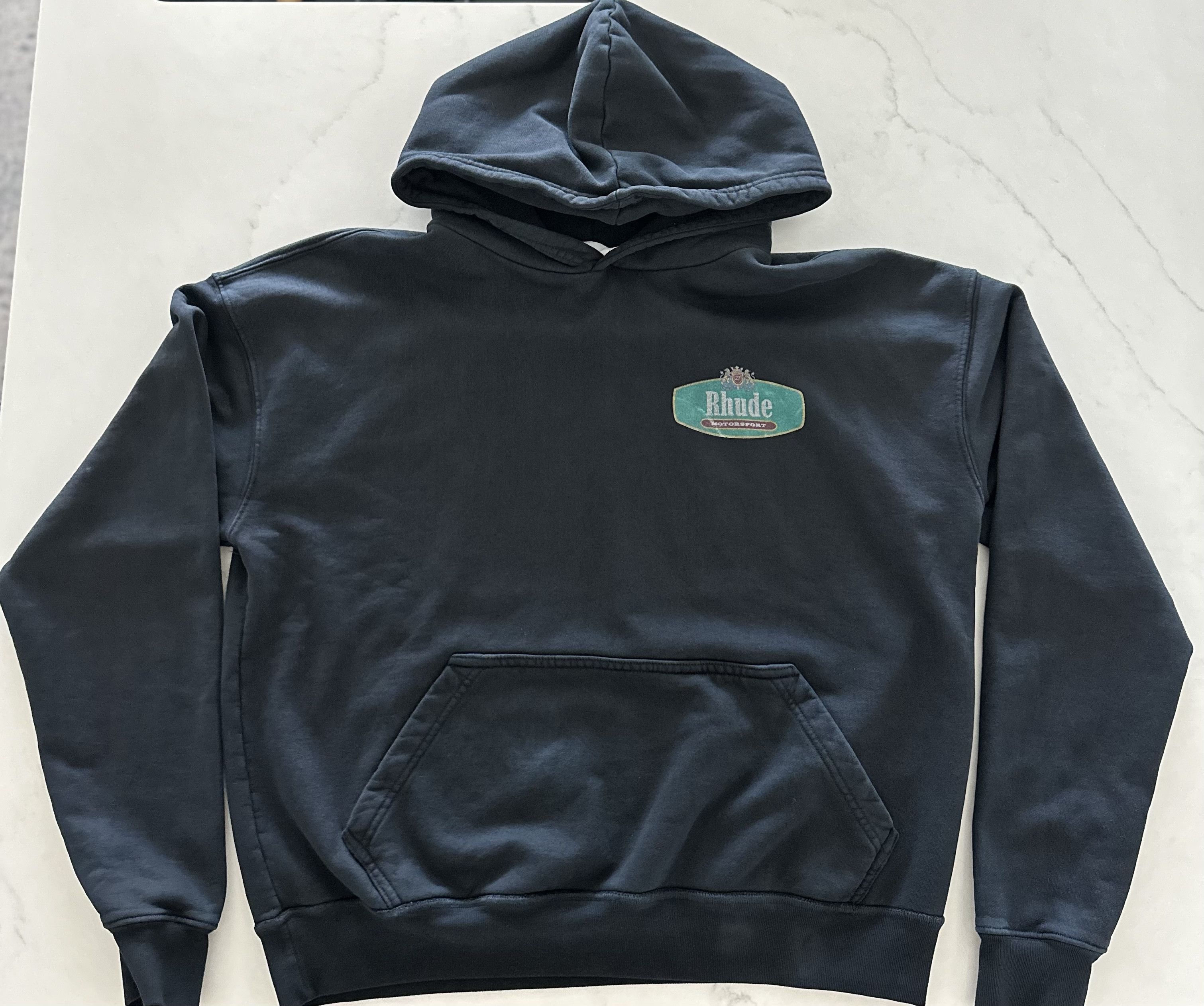 Image of Rhude Racing Crest Hoodie in Black, Men's (Size Small)