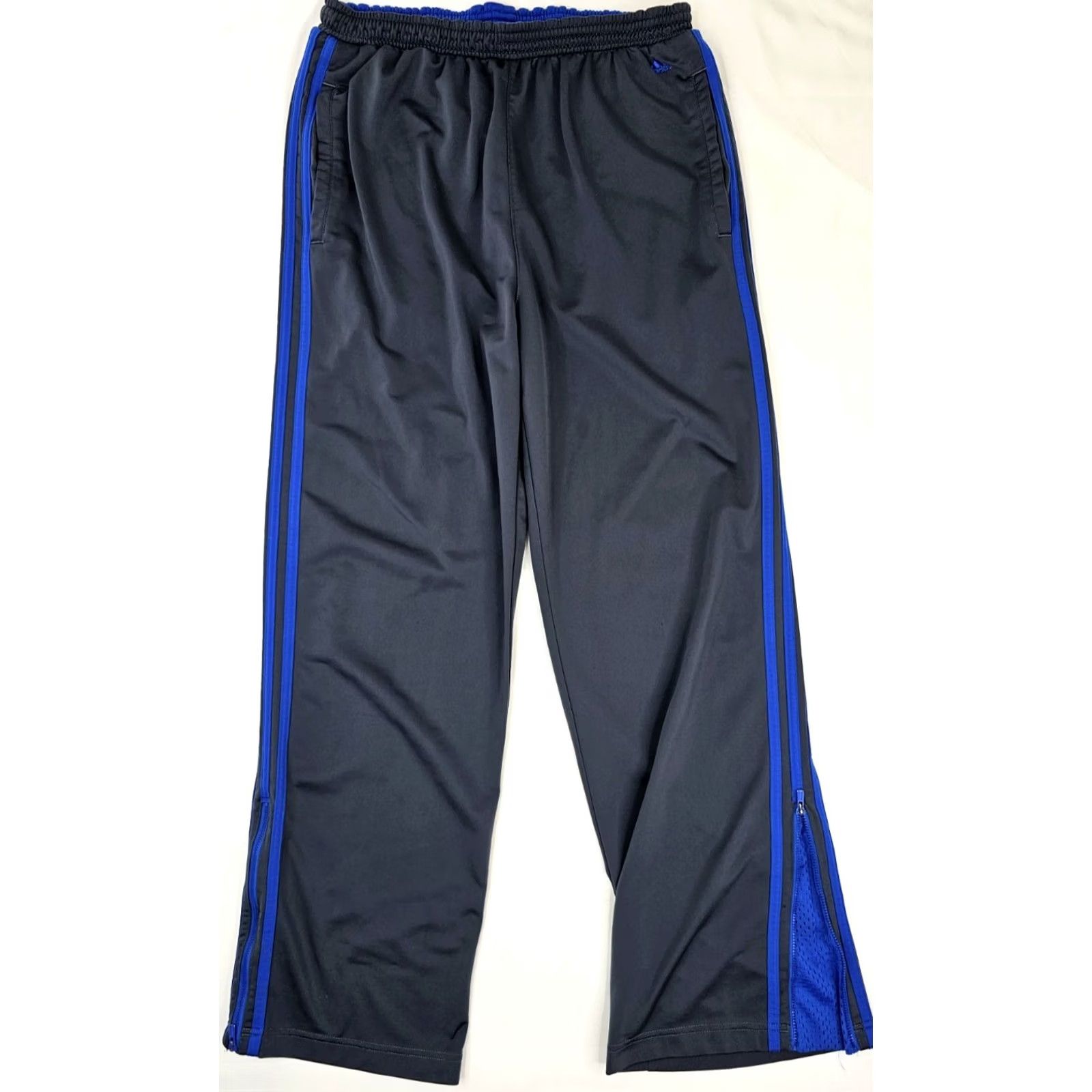 Adidas adidas Fleece Track Athletic Pants Men L 31x31 Gray Blue Straight Leg Zip Cuff Size US 33 - 2 Thumbnail