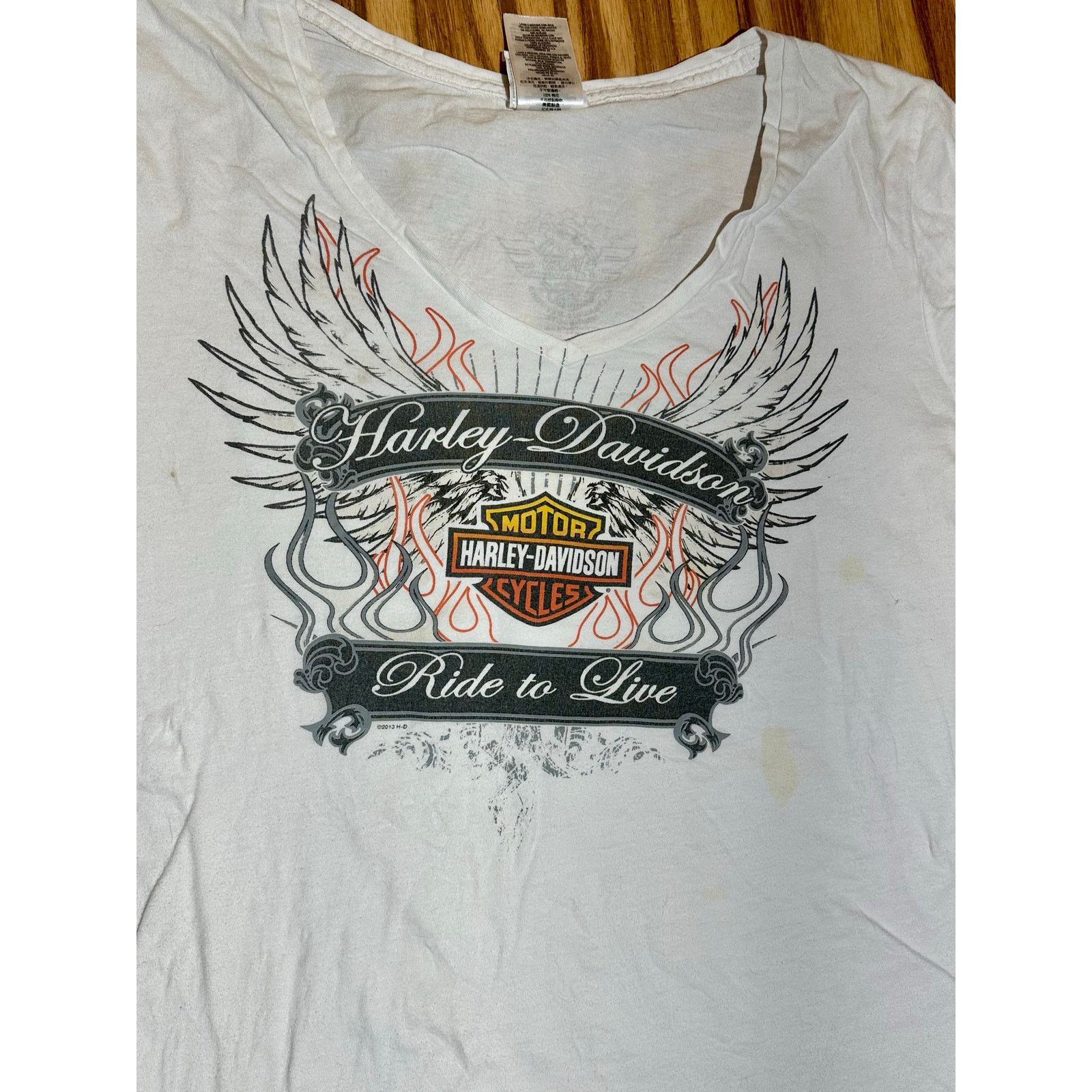 Harley Davidson Harley Davidson Ride To Live Alexandria MN. White V-Neck Size XL / US 12-14 / IT 48-50 - 3 Thumbnail