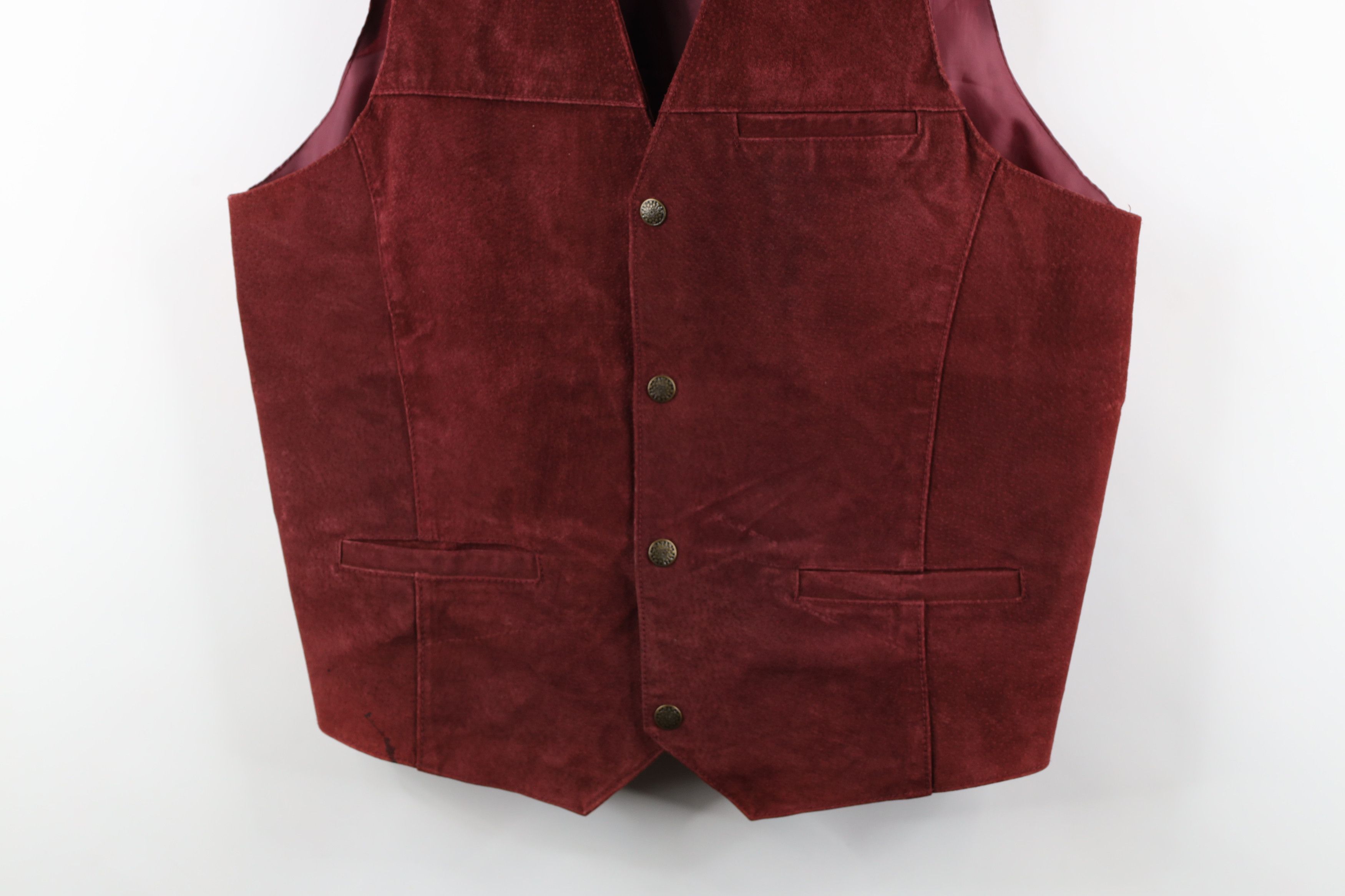 Vintage Vintage 90s Streetwear Suede Leather Button Vest Jacket Red Size US L / EU 52-54 / 3 - 3 Thumbnail