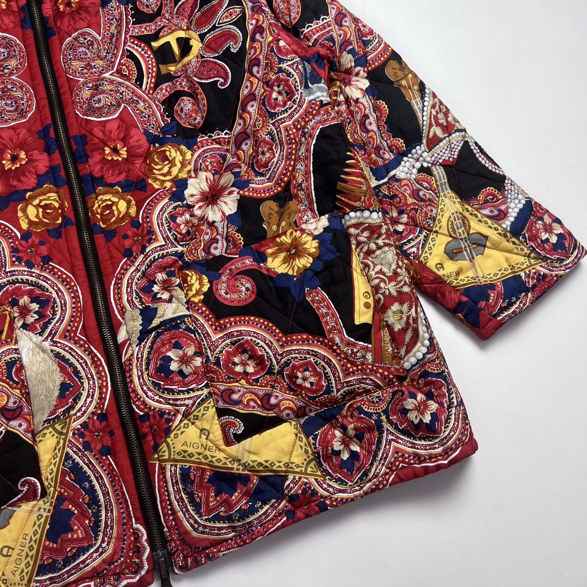 Etienne Aigner × Vintage Aigner vintage silk printed reversible quilted jacket Size L / US 10 / IT 46 - 3 Thumbnail