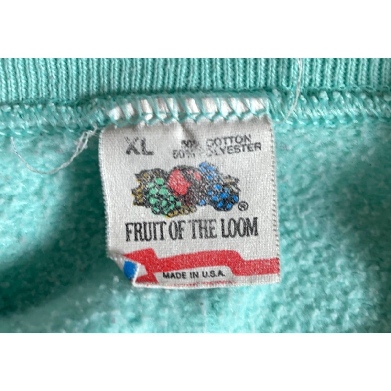 Fruit Of The Loom VINTAGE 90s Vermont Arc Print Sweatshirt Fruit of the Loom Raglan Crew Neck Adult Large Mint Green Men Mens Size US L / EU 52-54 / 3 - 3 Thumbnail