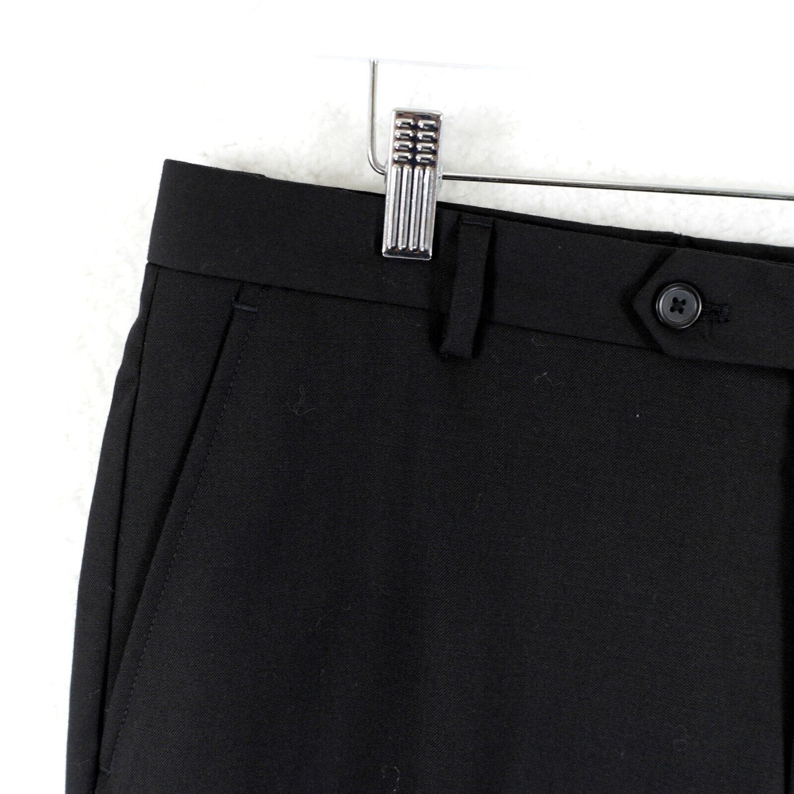 Pronto Uomo Pronto Uomo Wool Black Flat Front Mid Rise Paritally Lined D Size 34R - 2 Thumbnail