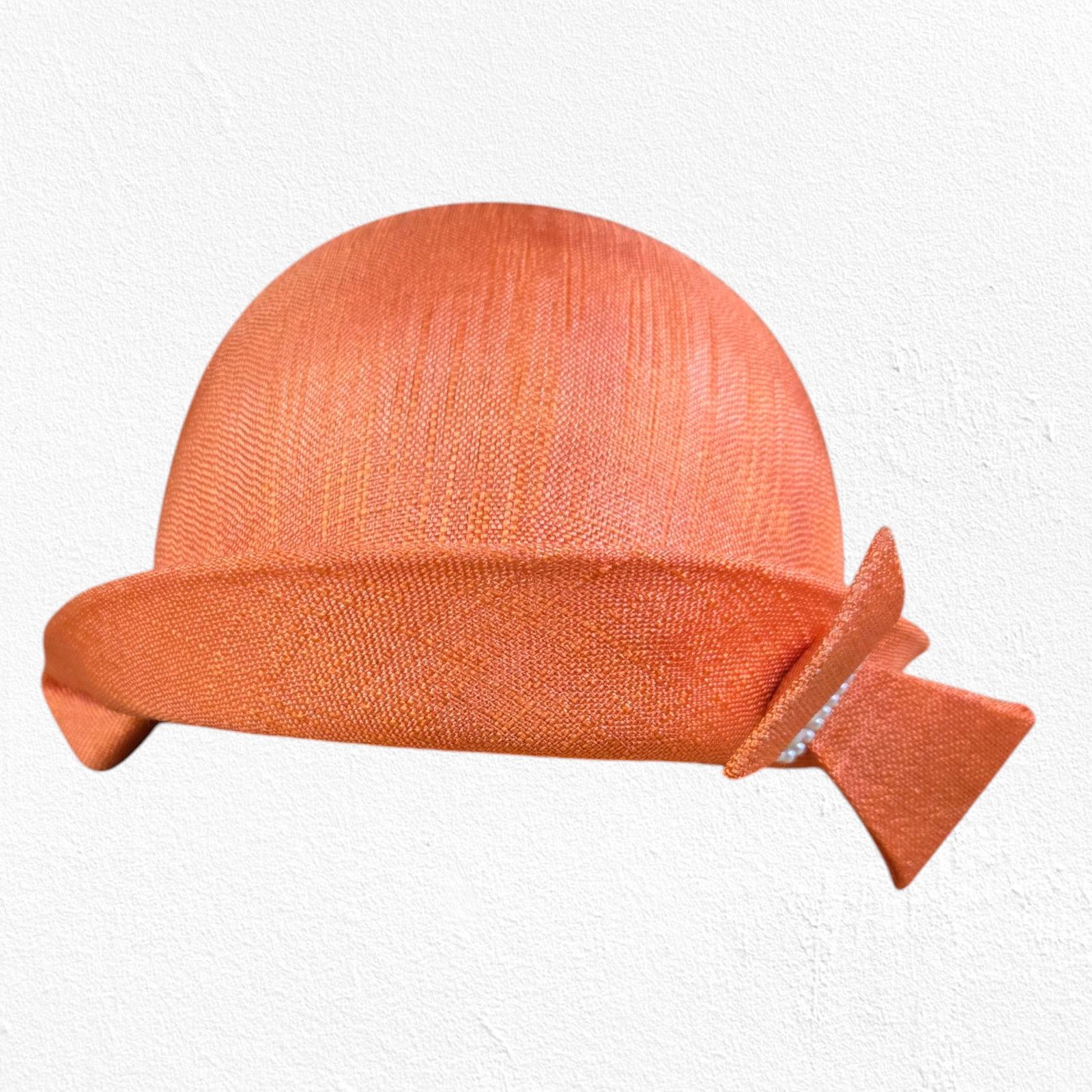 Vintage 1920s Orange Cloche Hat Art Deco Style Size ONE SIZE - 3 Thumbnail