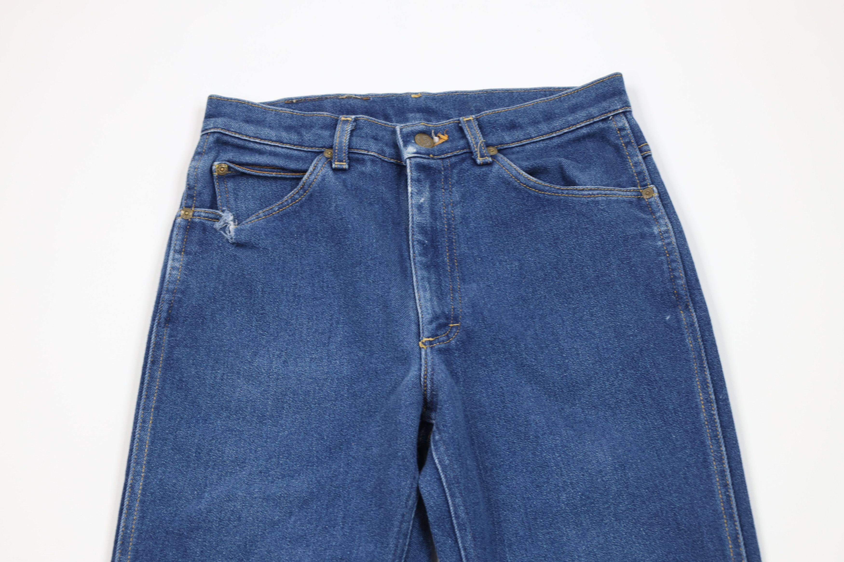 Lee Vintage 70s Lee Distressed Flared Denim Jeans Blue USA Size 27" / US 4 / IT 40 - 2 Thumbnail