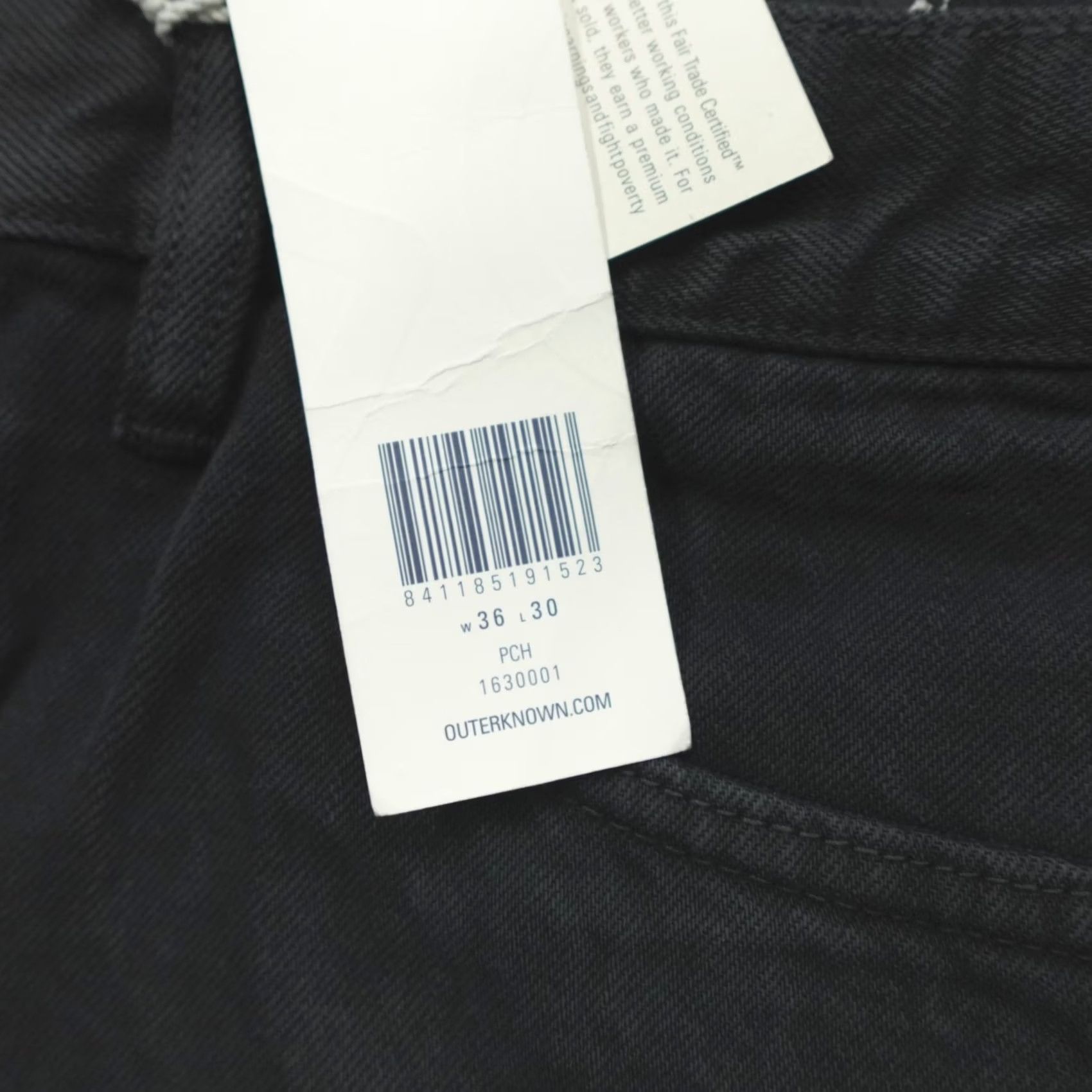 Outerknown Outerknown SEA Jeans Drifter Tapered Size 36x30 Organic Cotton Pitch Black Mens Jeans Casual Distressed Regular Fit 5-Pocket Denim Gold Button Closure Size US 36 / EU 52 - 3 Thumbnail