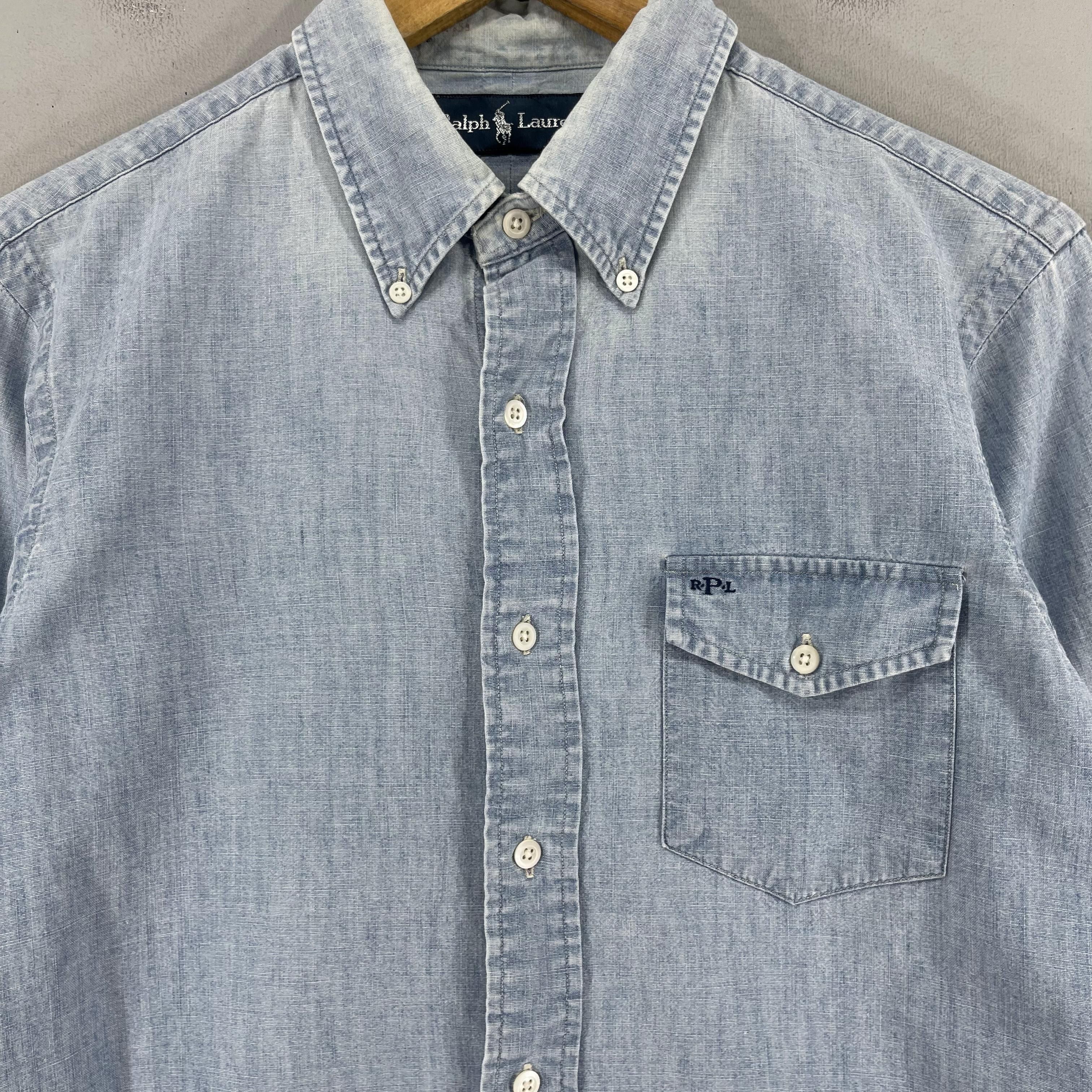Polo Ralph Lauren × Vintage Vintage POLO RALPH LAUREN Button Up Denim Worker Shirt Size US M / EU 48-50 / 2 - 2 Thumbnail