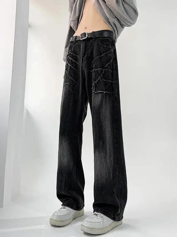 Japanese Brand Retro loose straight washed micro flared jeans Size US 32 / EU 48 - 1 Thumbnail