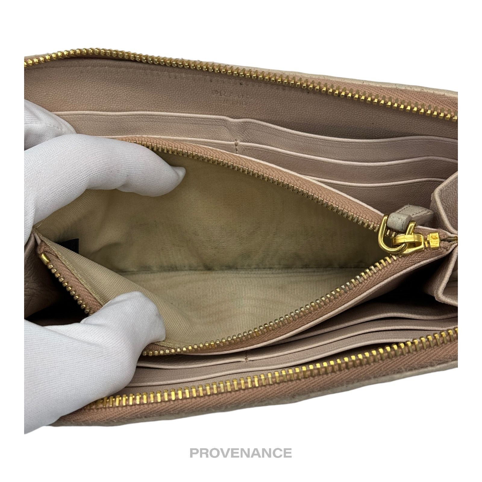 Prada 🔴 Prada Zip Long Wallet - Blush Nappa Gaufre Leather Size ONE SIZE - 10 Thumbnail