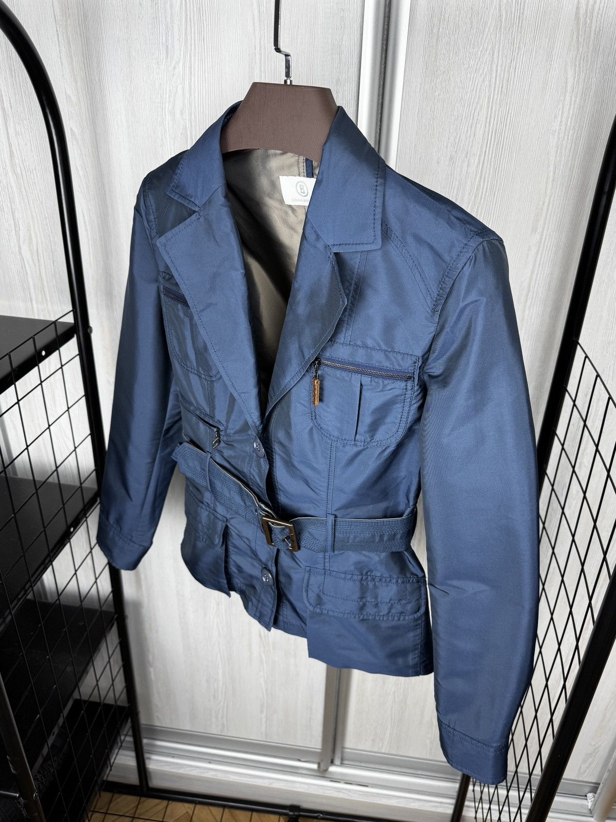 Bogner Sonia Bogner Shimmer Blue belted jacket coat chinese sz 10 Size L / US 10 / IT 46 - 6 Thumbnail