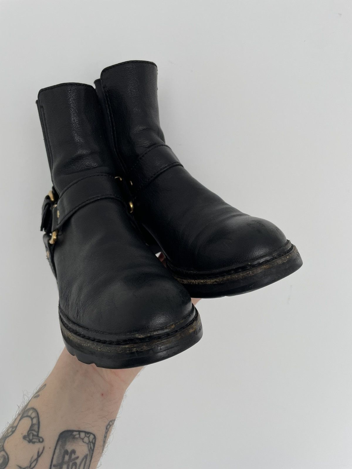 Prada × Vintage PRADA Biker Ankle Motorcycle Leather Boots Size EU 38,5 Size US 8.5 / IT 38.5 - 7 Thumbnail