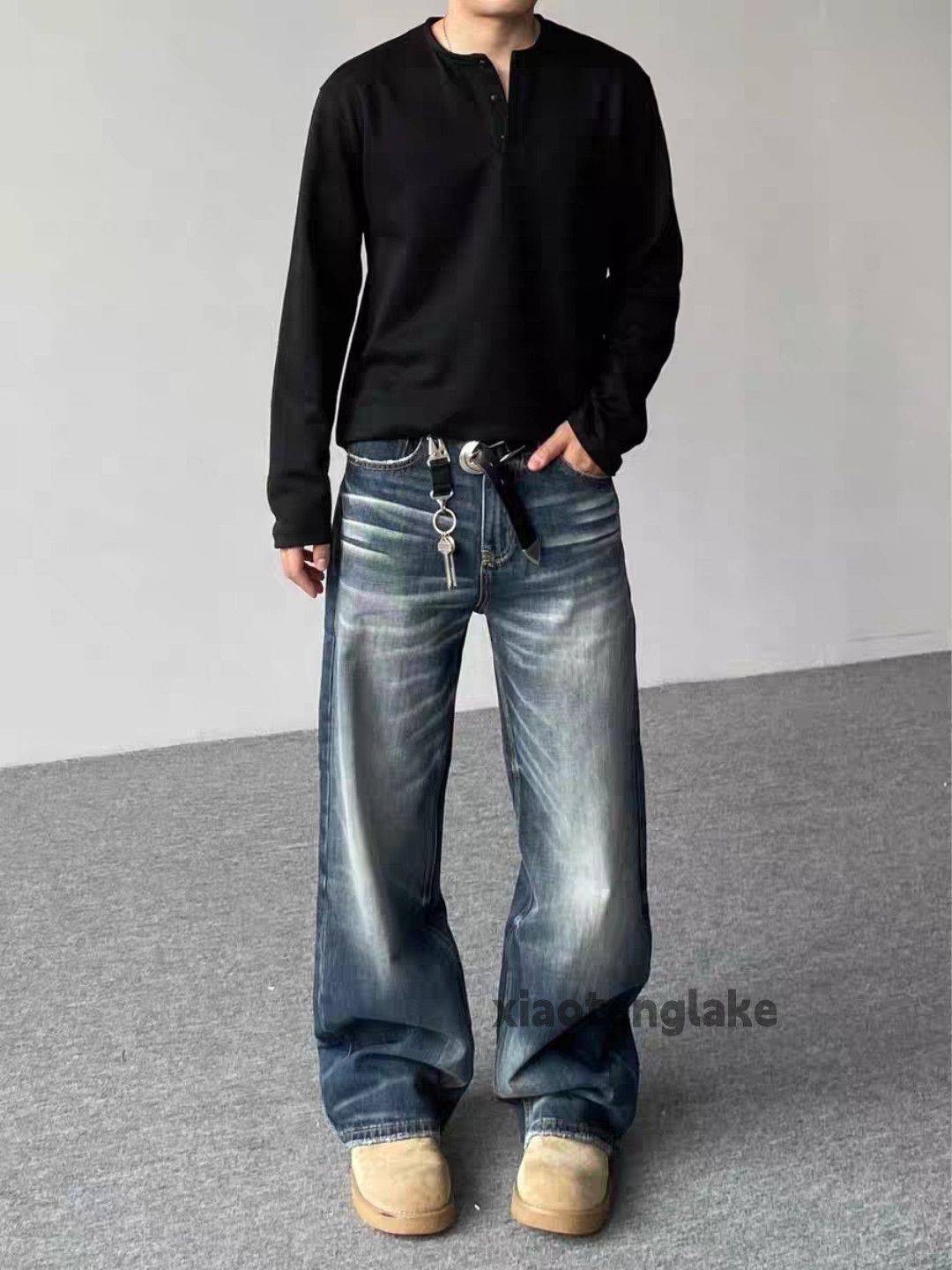 Jean Custom washed faded loose baggy hiphop y2k jeans Size US 28 / EU 44 - 1 Thumbnail