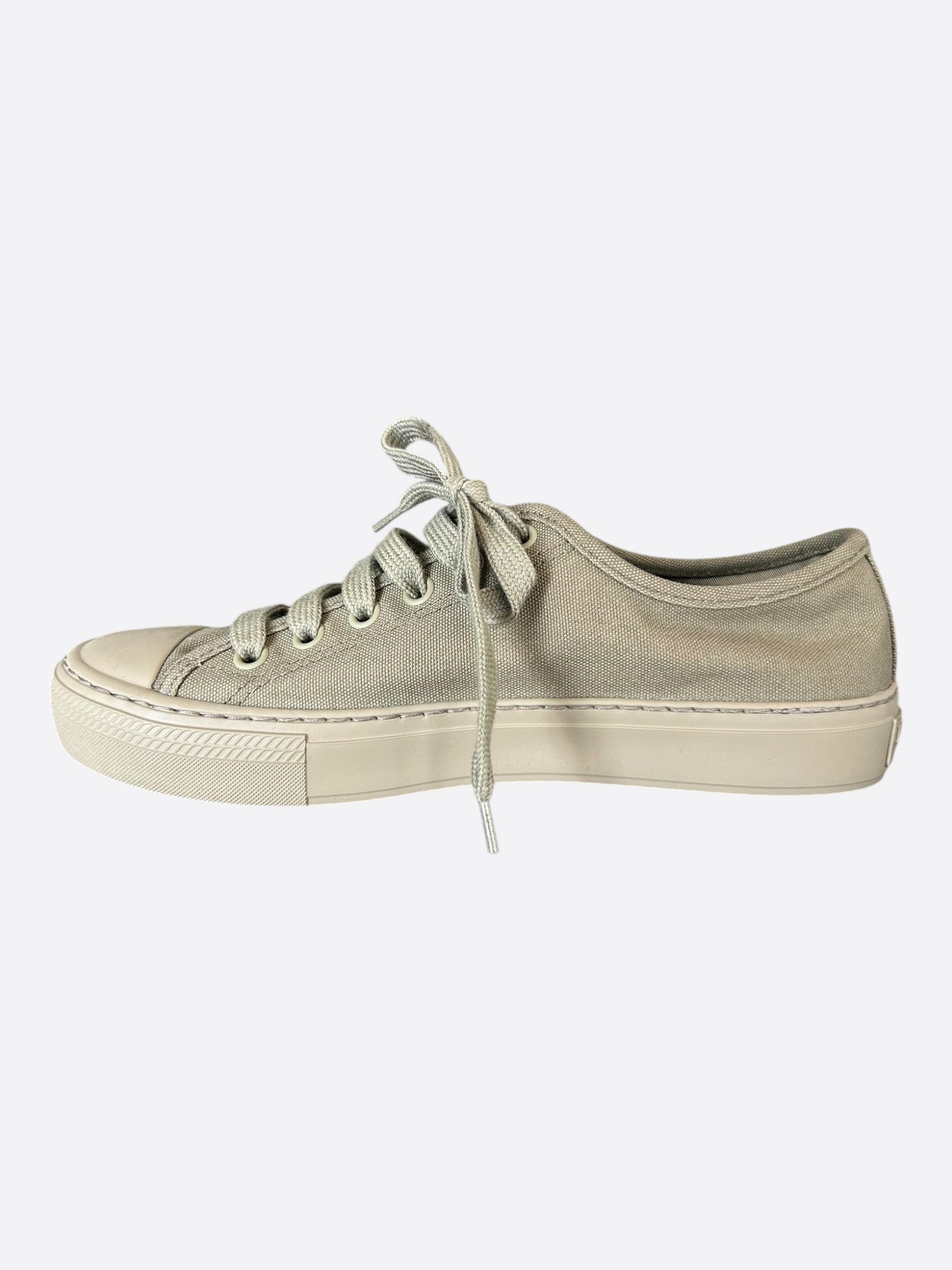 Prada Prada Olive Triangle Logo Canvas Sneakers Size US 8.5 / EU 41-42 - 6 Thumbnail