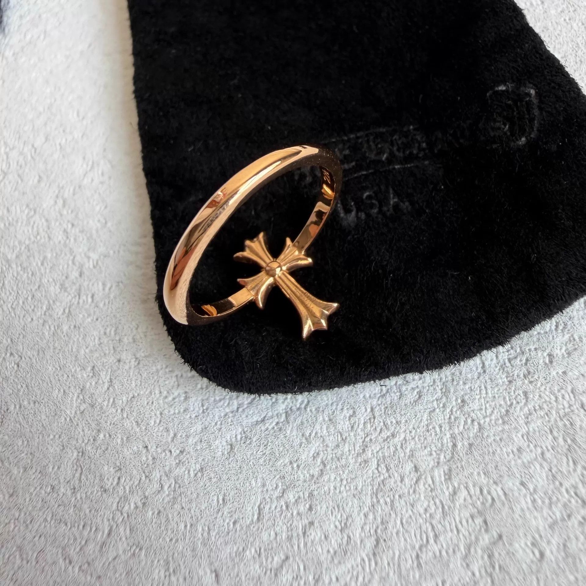 Chrome Hearts Chrome Hearts 22k Gold Bubblegum Long Cross Ring US4 New Size ONE SIZE - 2 Thumbnail