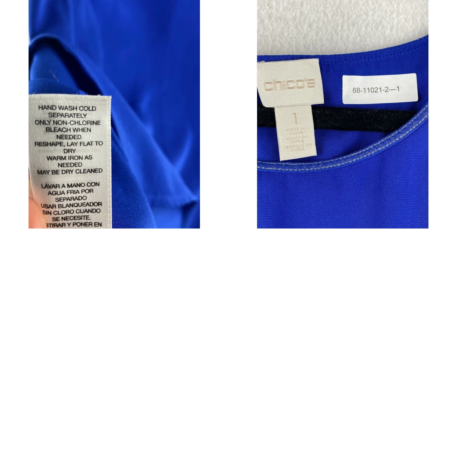 Vintage Chico's Blouse Women's Sleeveless Round Blue Top - Polyester - 100% - Regular Fit - Size M - Party/Cocktail - QC: Excellent Condition Size M / US 6-8 / IT 42-44 - 8 Thumbnail