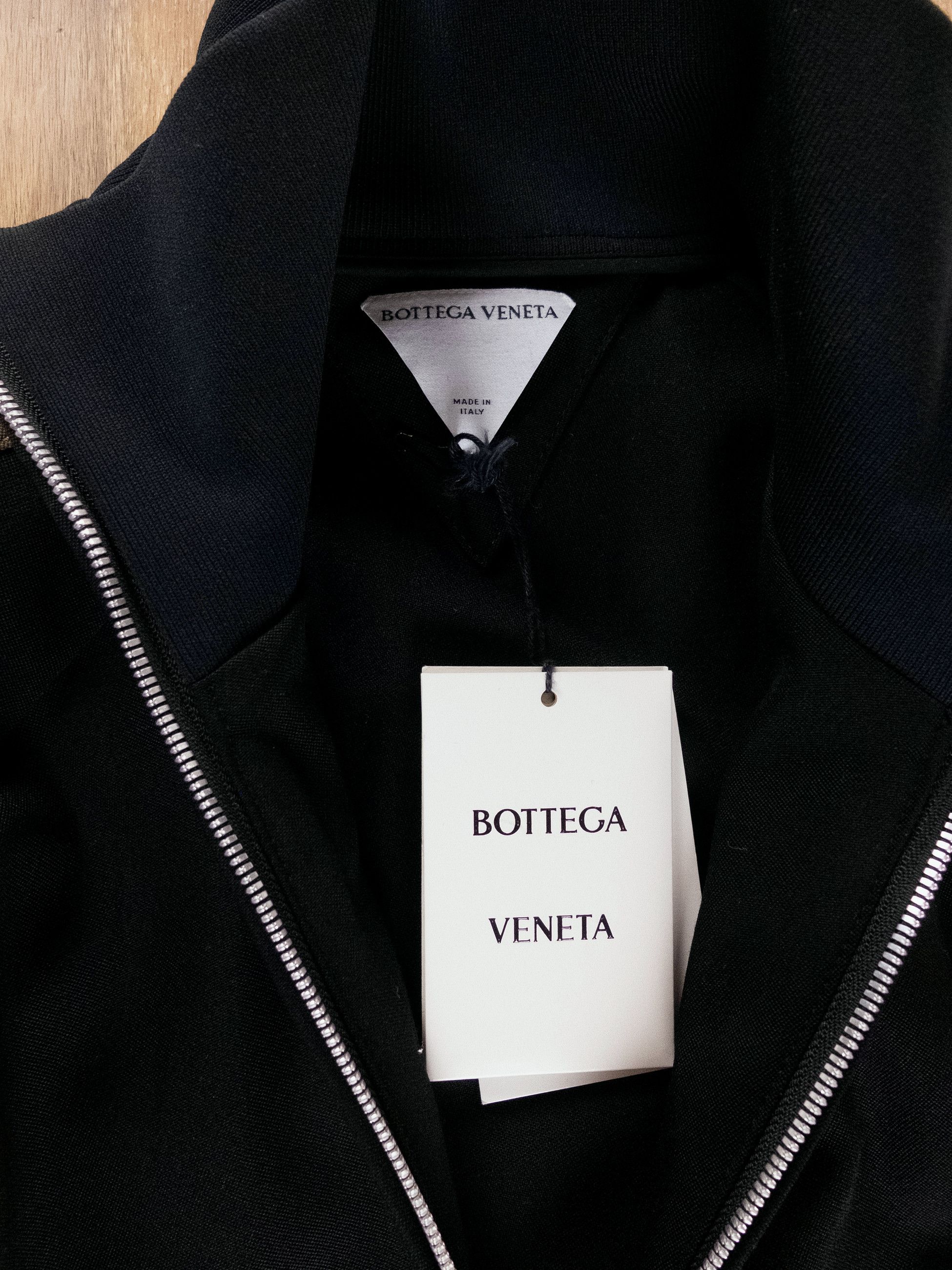 Bottega Veneta BOTTEGA VENETA black wool side stripe zip sweatshirt jacket Size US XL / EU 56 / 4 - 5 Thumbnail
