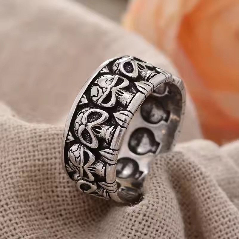 Jewelry × Vintage Horrible Skull Design Retro Thai Silver Unisex Party Ring Size ONE SIZE - 1 Thumbnail