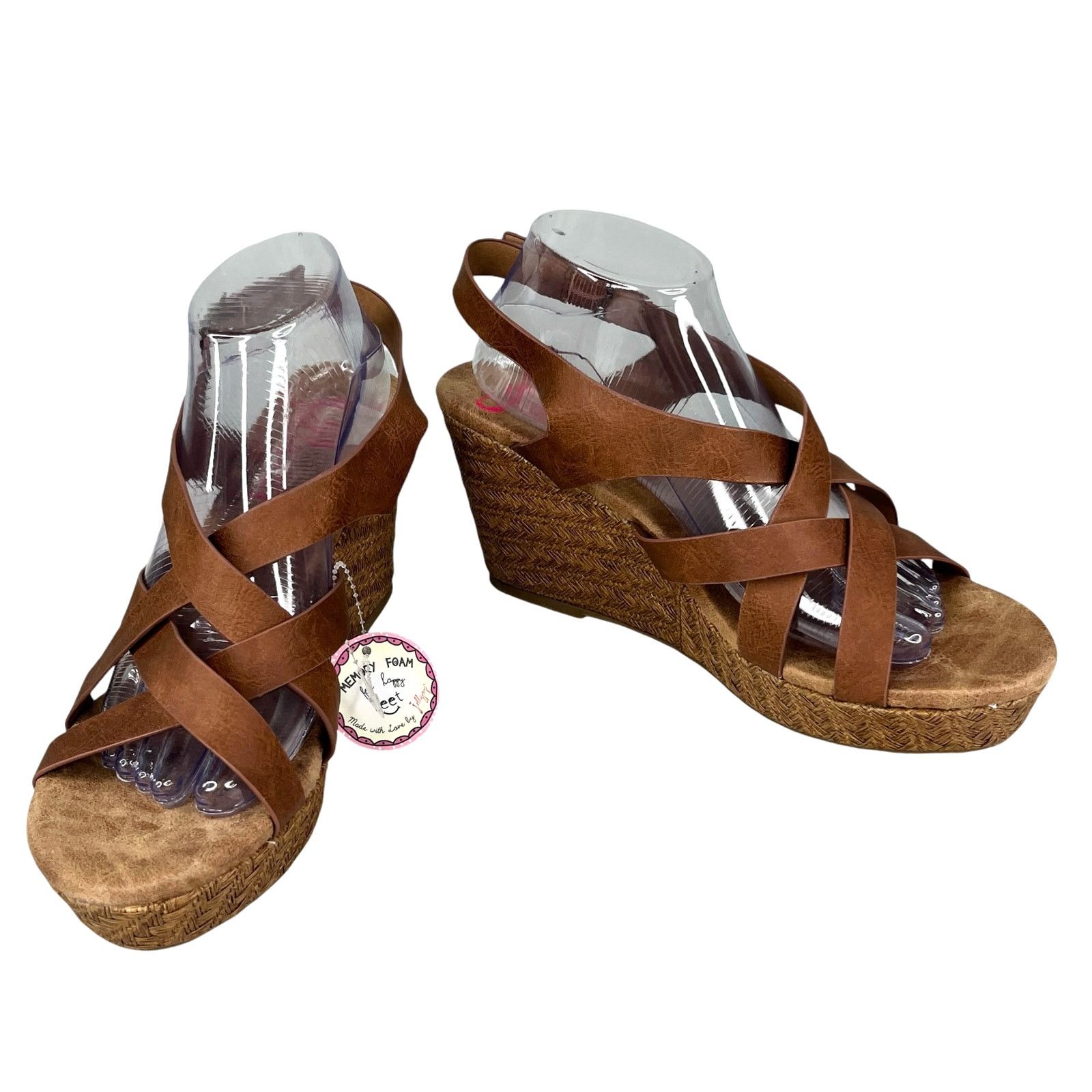 Other Jellypop Sandals Platform Wedge Memory Foam Cognac 11M New Grailed