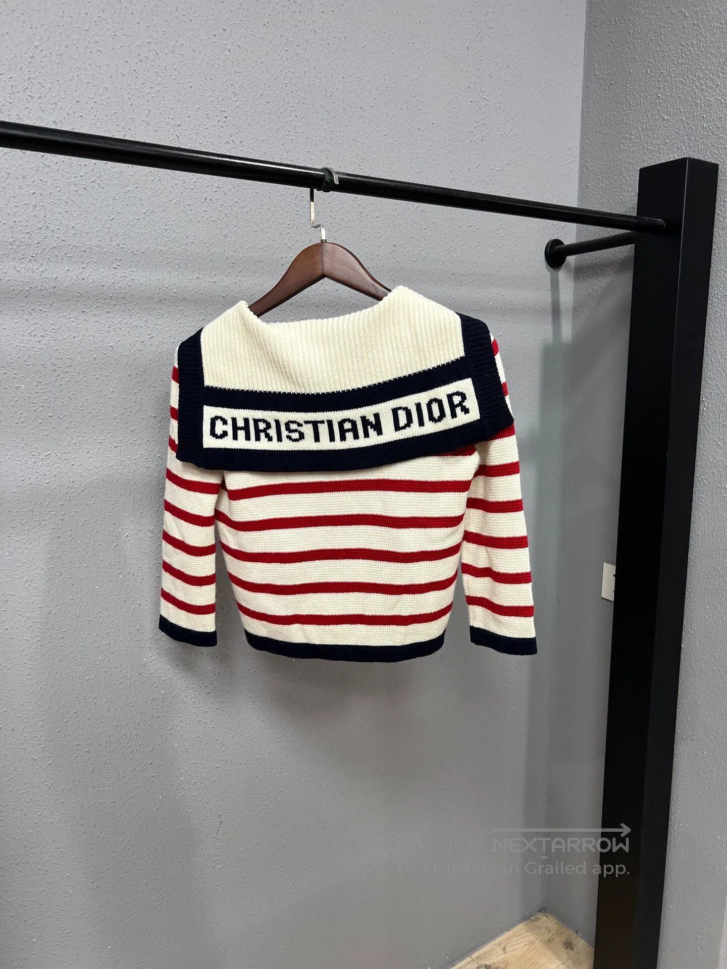 Dior Dior Red Stripe Sailor Collar Wool Cashmere Cardigan| Size XXS / US 00 / IT 34 - 2 Thumbnail
